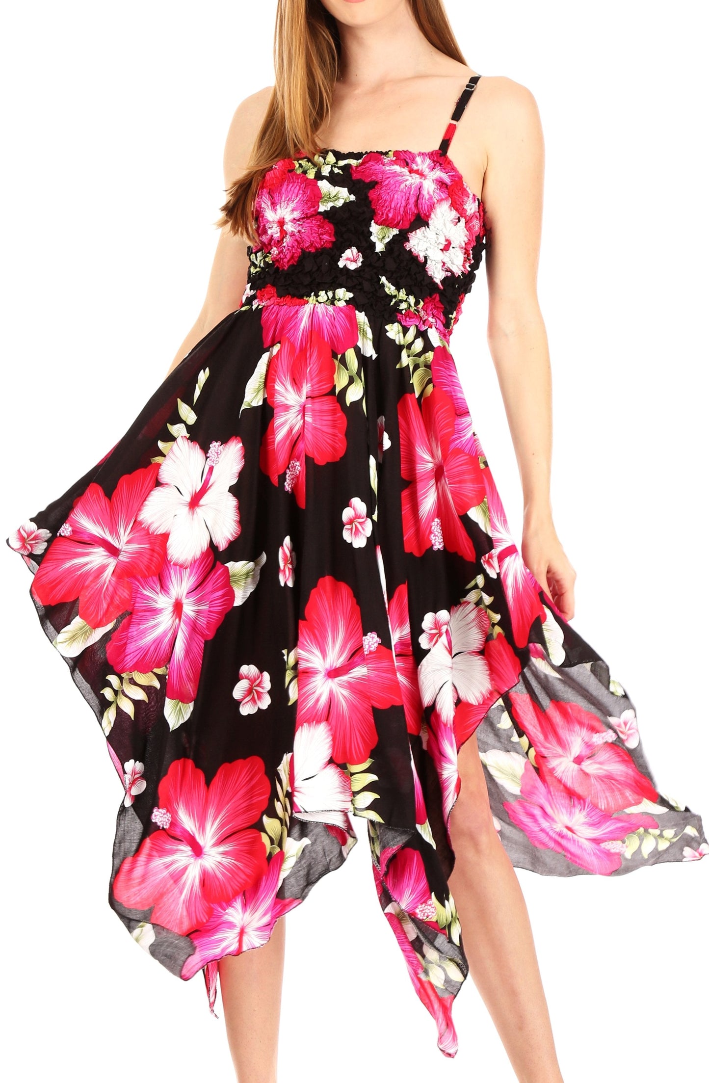 Sakkas Hamisi Women's Tube Spaghetti Strap Floral Print Summer Casual Short Dress - Concordia Style Boutique