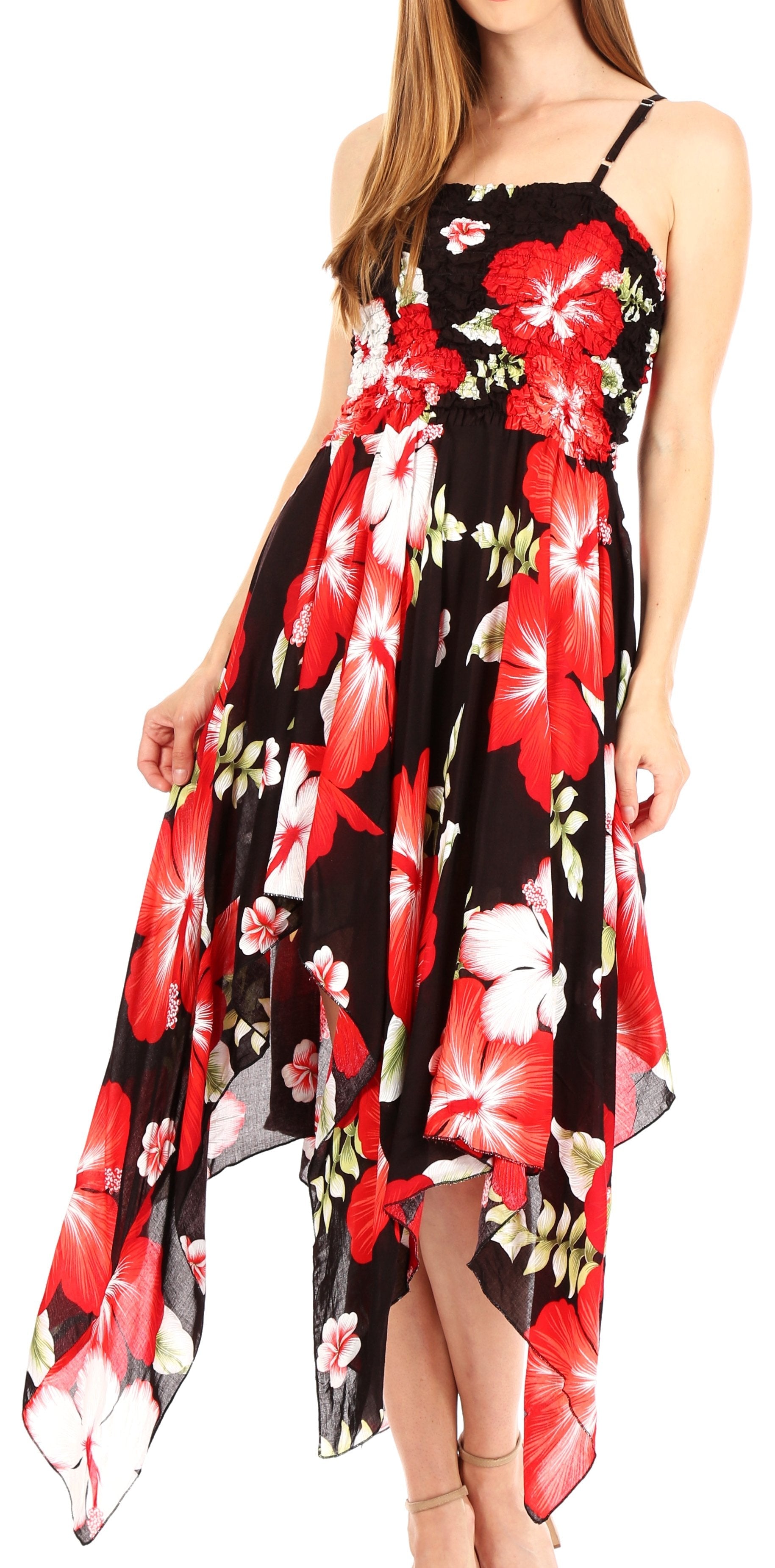Sakkas Hamisi Women's Tube Spaghetti Strap Floral Print Summer Casual Short Dress - Concordia Style Boutique