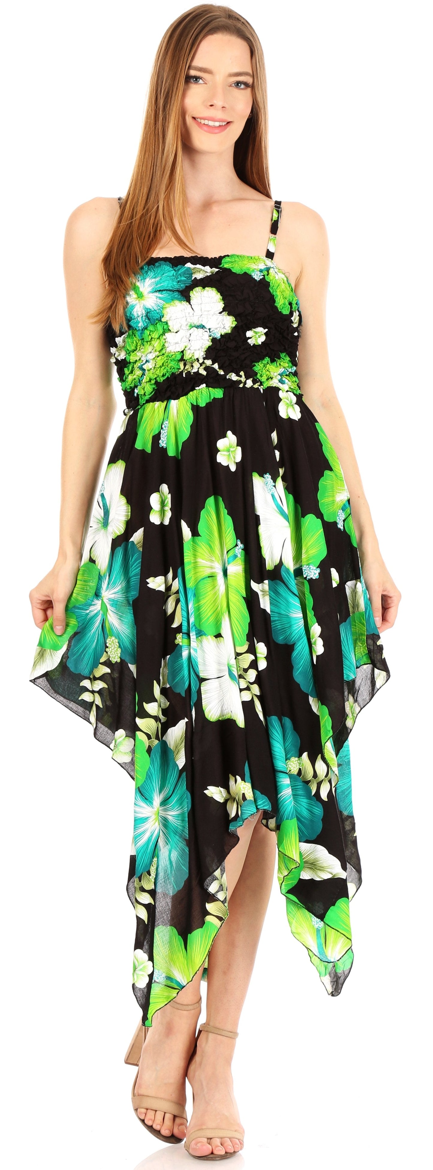 Sakkas Hamisi Women's Tube Spaghetti Strap Floral Print Summer Casual Short Dress - Concordia Style Boutique