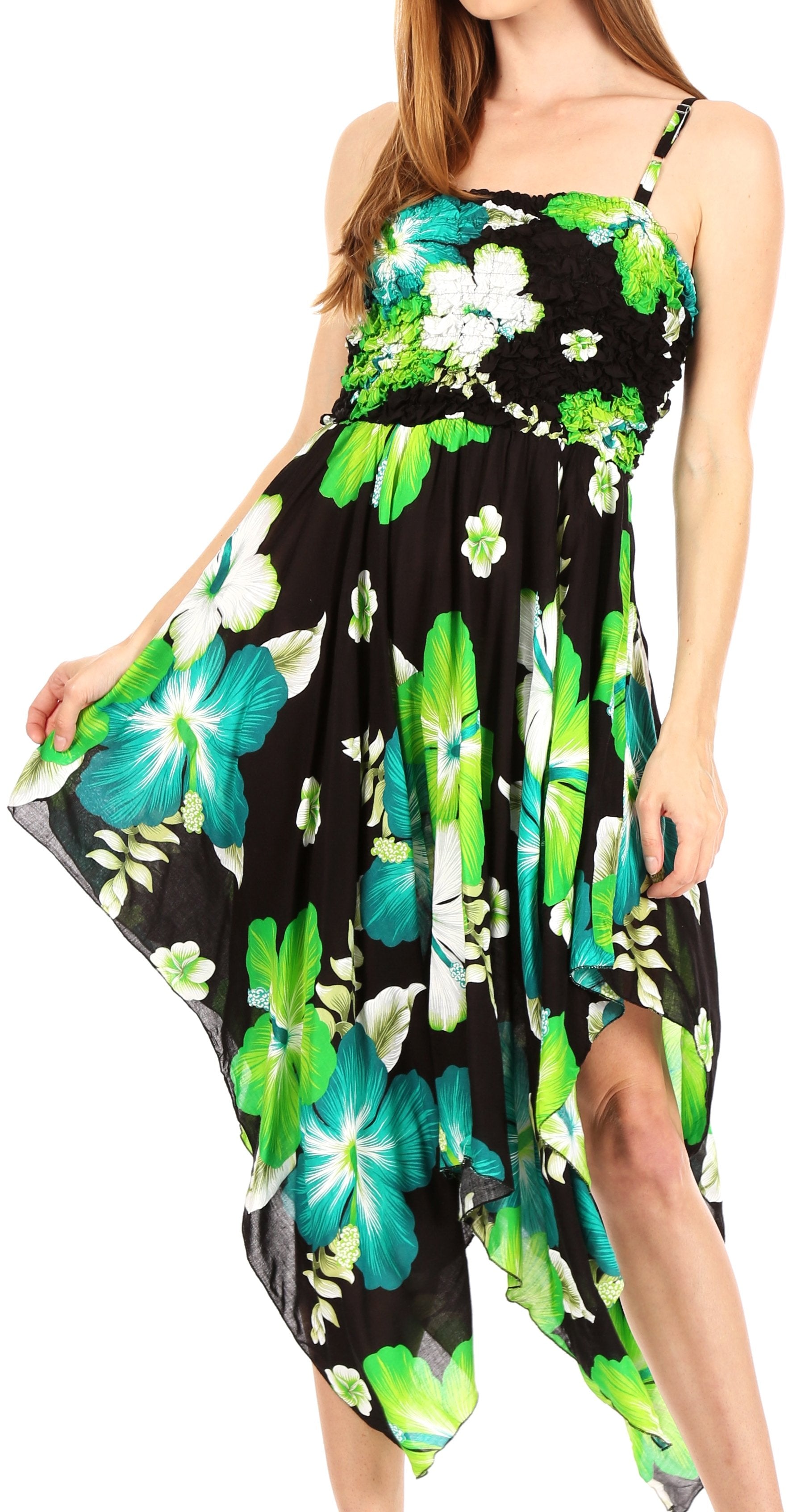 Sakkas Hamisi Women's Tube Spaghetti Strap Floral Print Summer Casual Short Dress - Concordia Style Boutique