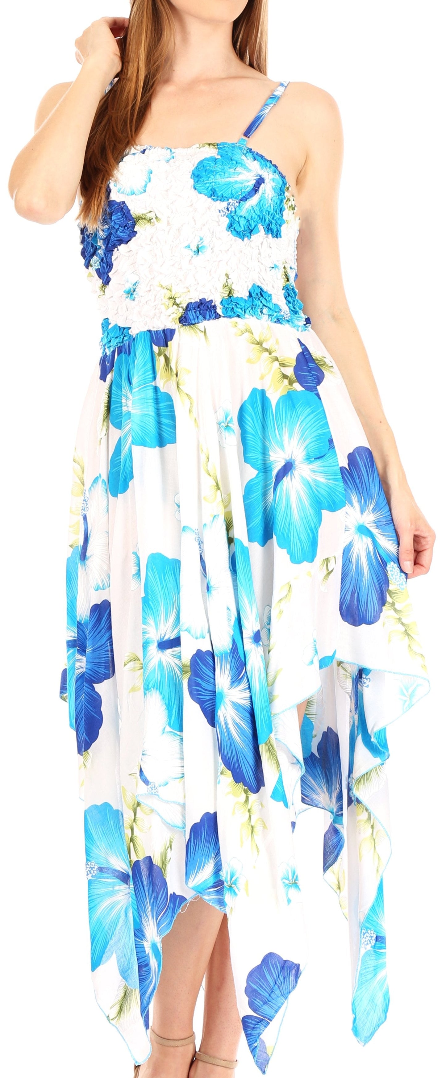 Sakkas Hamisi Women's Tube Spaghetti Strap Floral Print Summer Casual Short Dress - Concordia Style Boutique