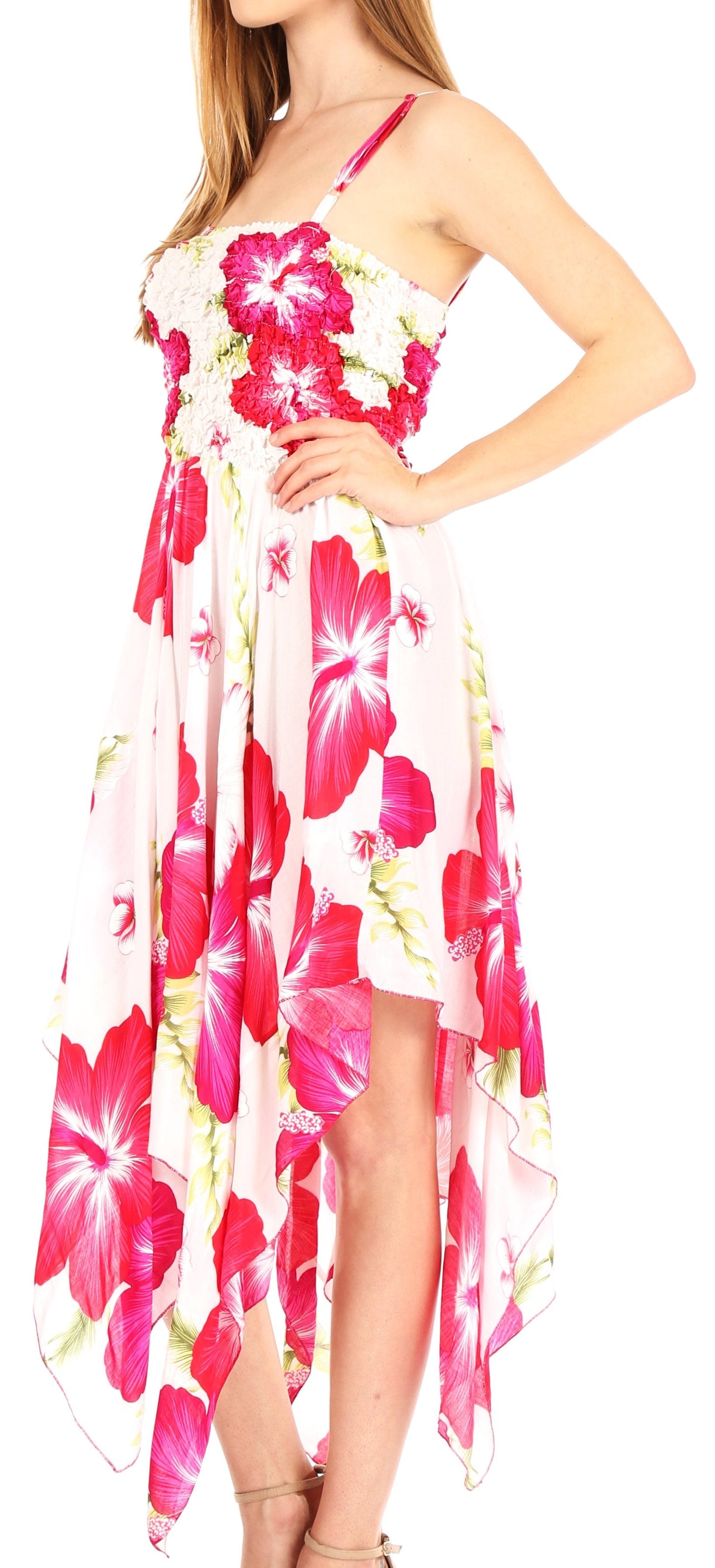 Sakkas Hamisi Women's Tube Spaghetti Strap Floral Print Summer Casual Short Dress - Concordia Style Boutique