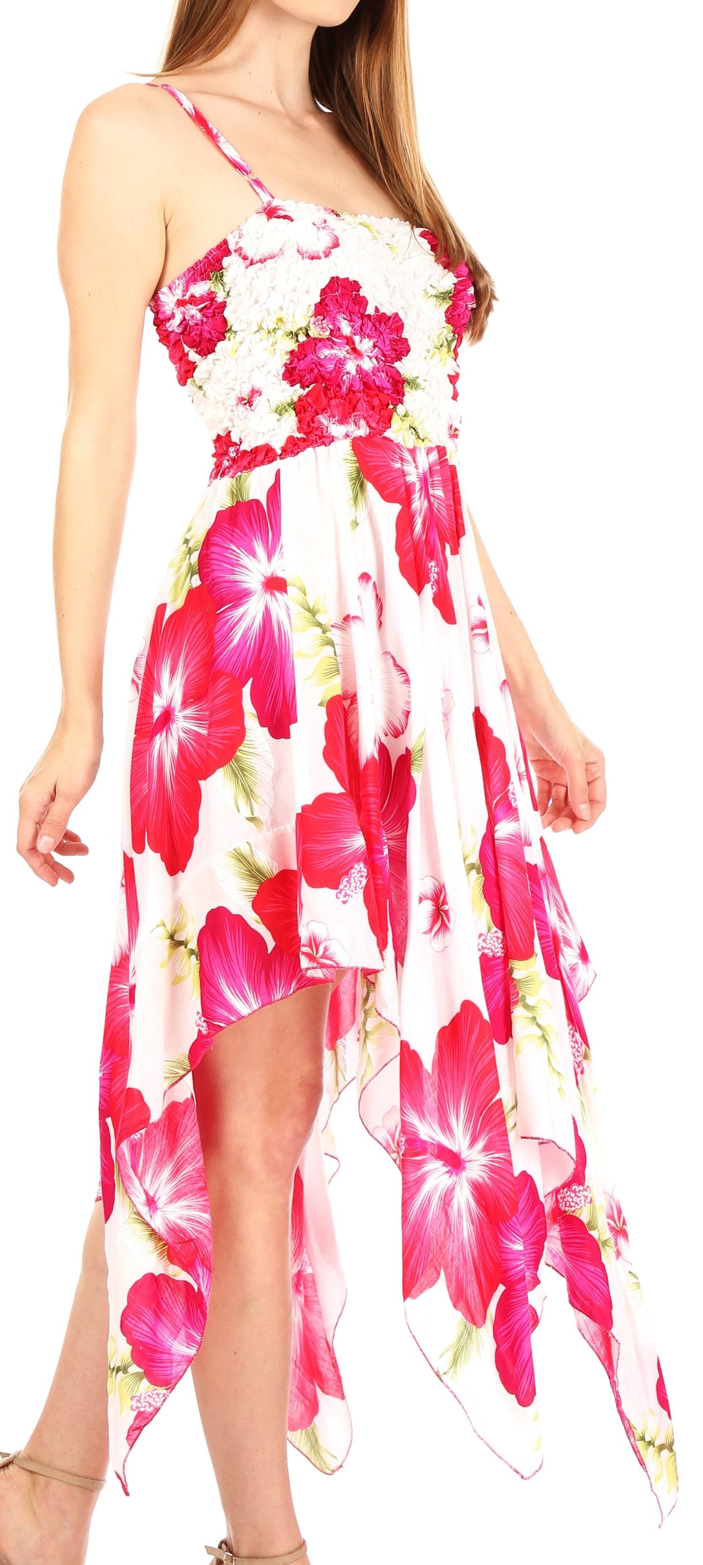 Sakkas Hamisi Women's Tube Spaghetti Strap Floral Print Summer Casual Short Dress - Concordia Style Boutique