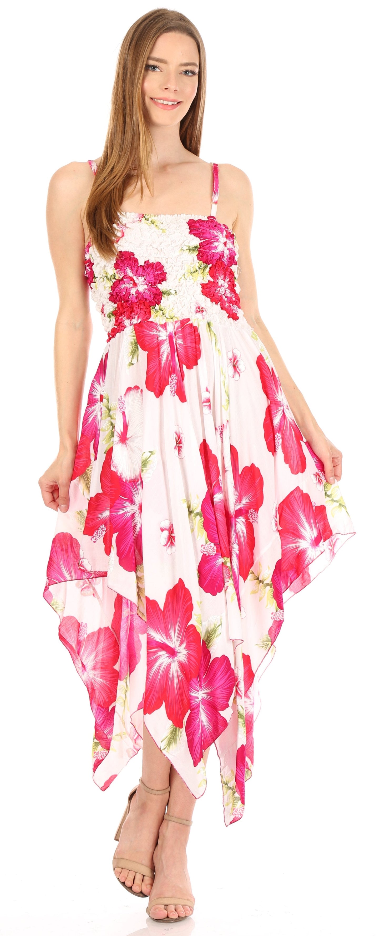 Sakkas Hamisi Women's Tube Spaghetti Strap Floral Print Summer Casual Short Dress - Concordia Style Boutique