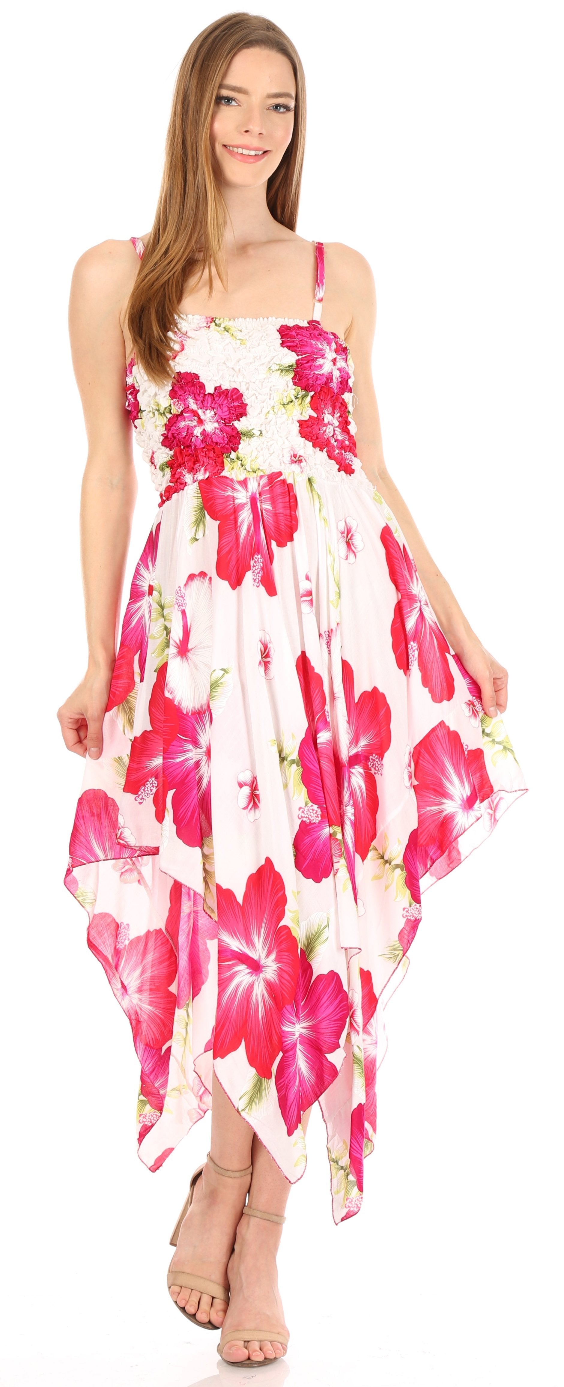 Sakkas Hamisi Women's Tube Spaghetti Strap Floral Print Summer Casual Short Dress - Concordia Style Boutique