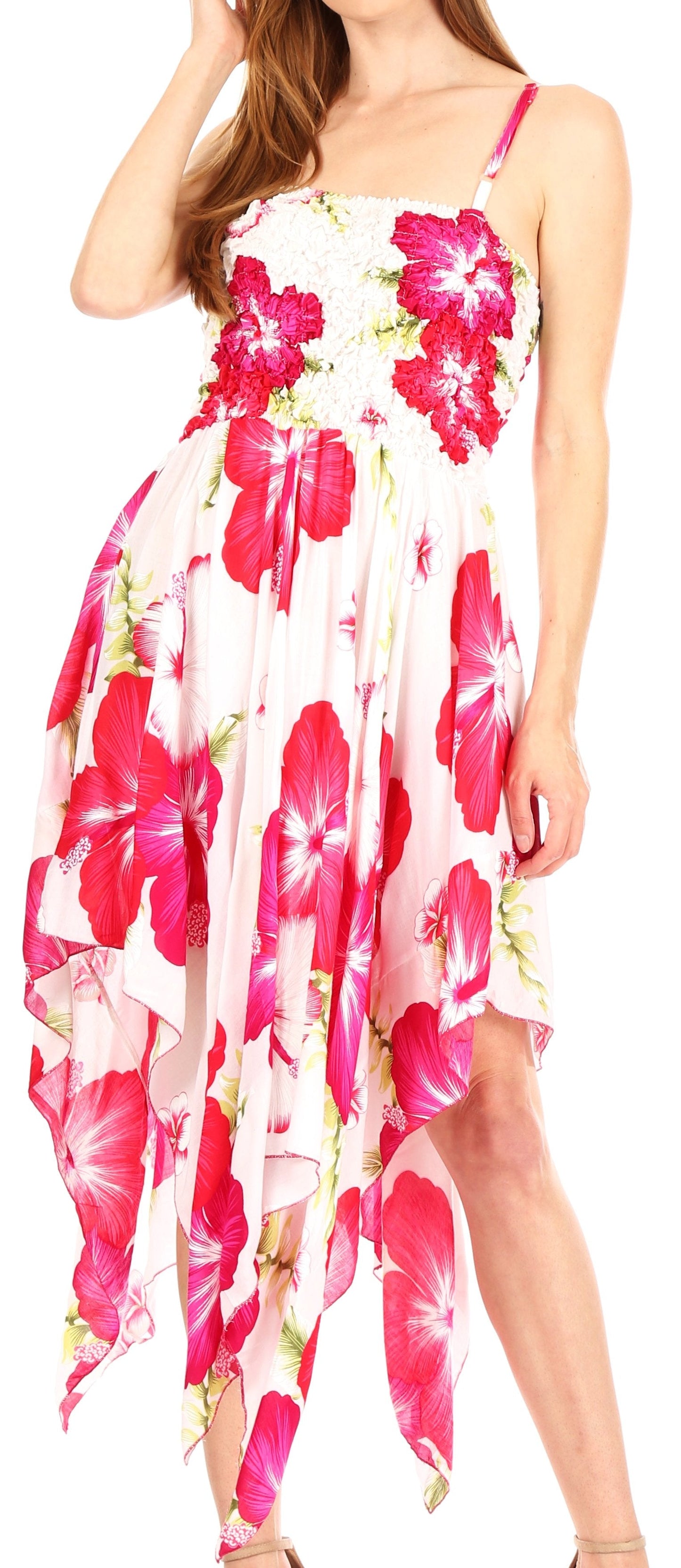 Sakkas Hamisi Women's Tube Spaghetti Strap Floral Print Summer Casual Short Dress - Concordia Style Boutique