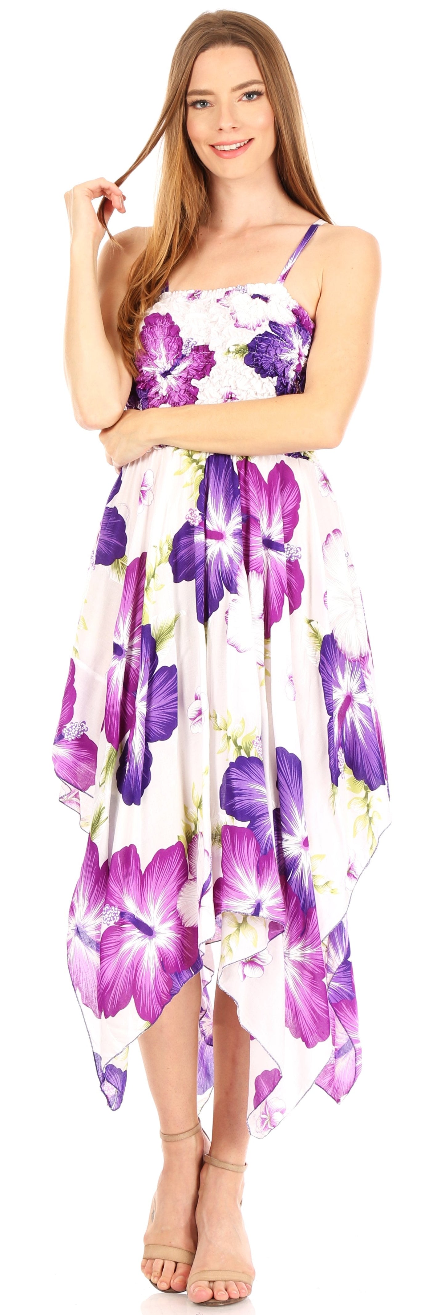 Sakkas Hamisi Women's Tube Spaghetti Strap Floral Print Summer Casual Short Dress - Concordia Style Boutique