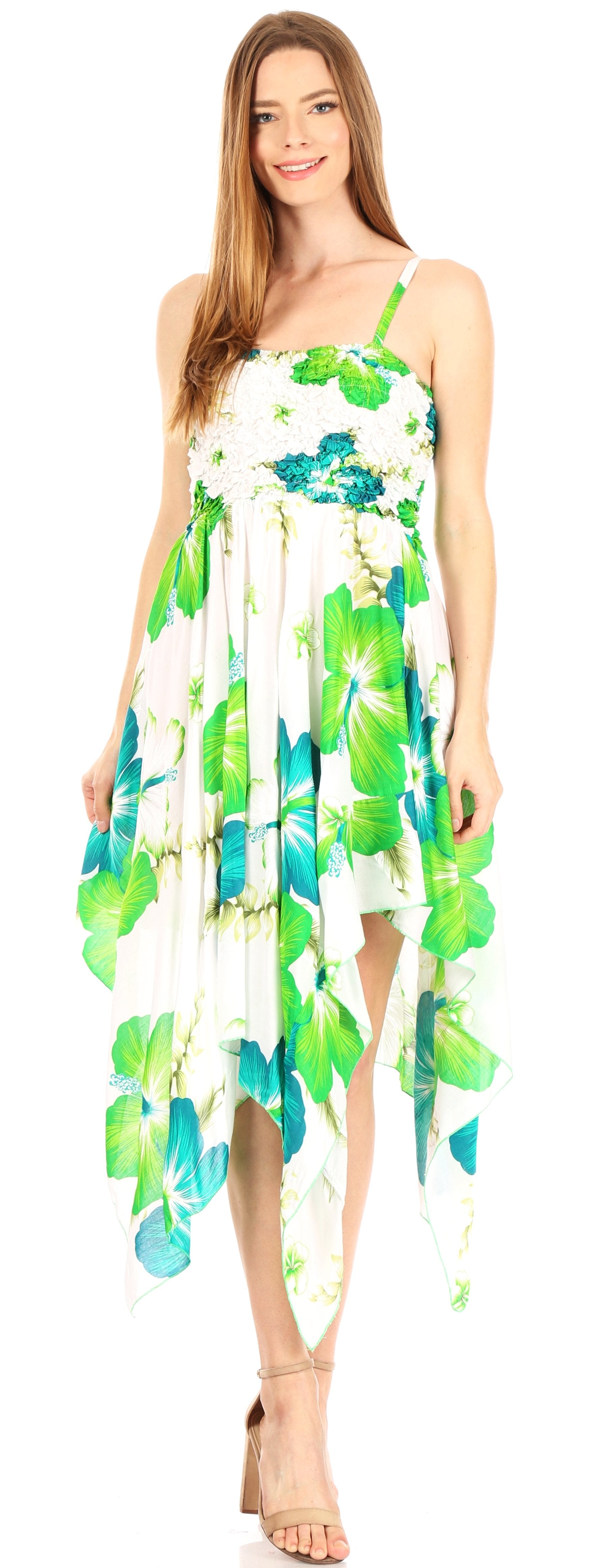 Sakkas Hamisi Women's Tube Spaghetti Strap Floral Print Summer Casual Short Dress - Concordia Style Boutique
