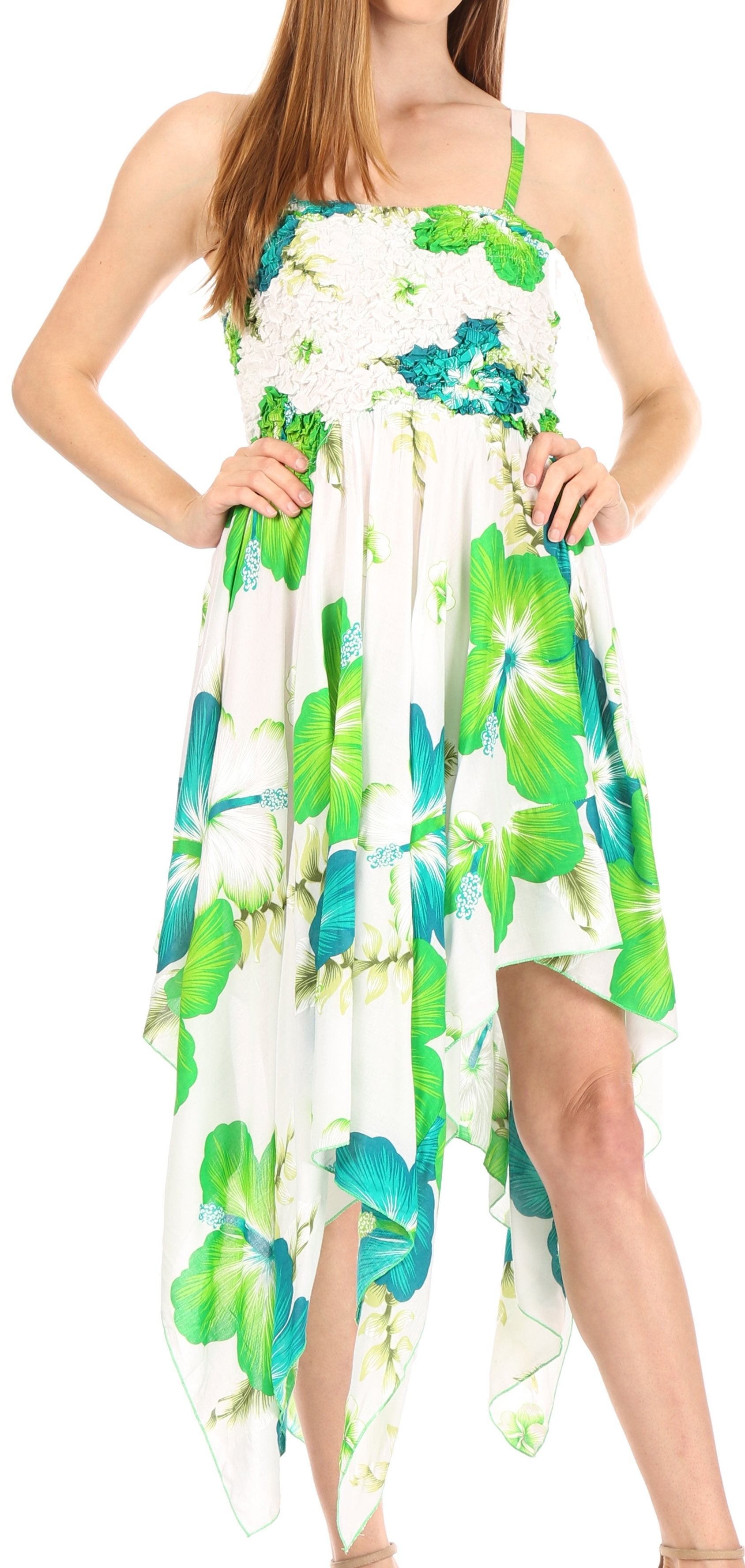 Sakkas Hamisi Women's Tube Spaghetti Strap Floral Print Summer Casual Short Dress - Concordia Style Boutique