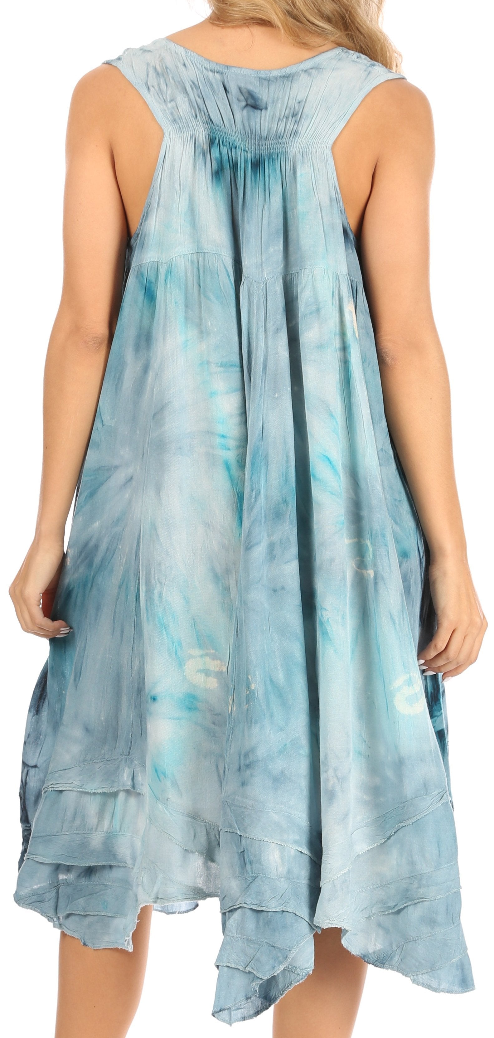 Sakkas Magy Women's Casual Summer Sleeveless Loose Tank Dress Tie-dye Floral Print - Concordia Style Boutique