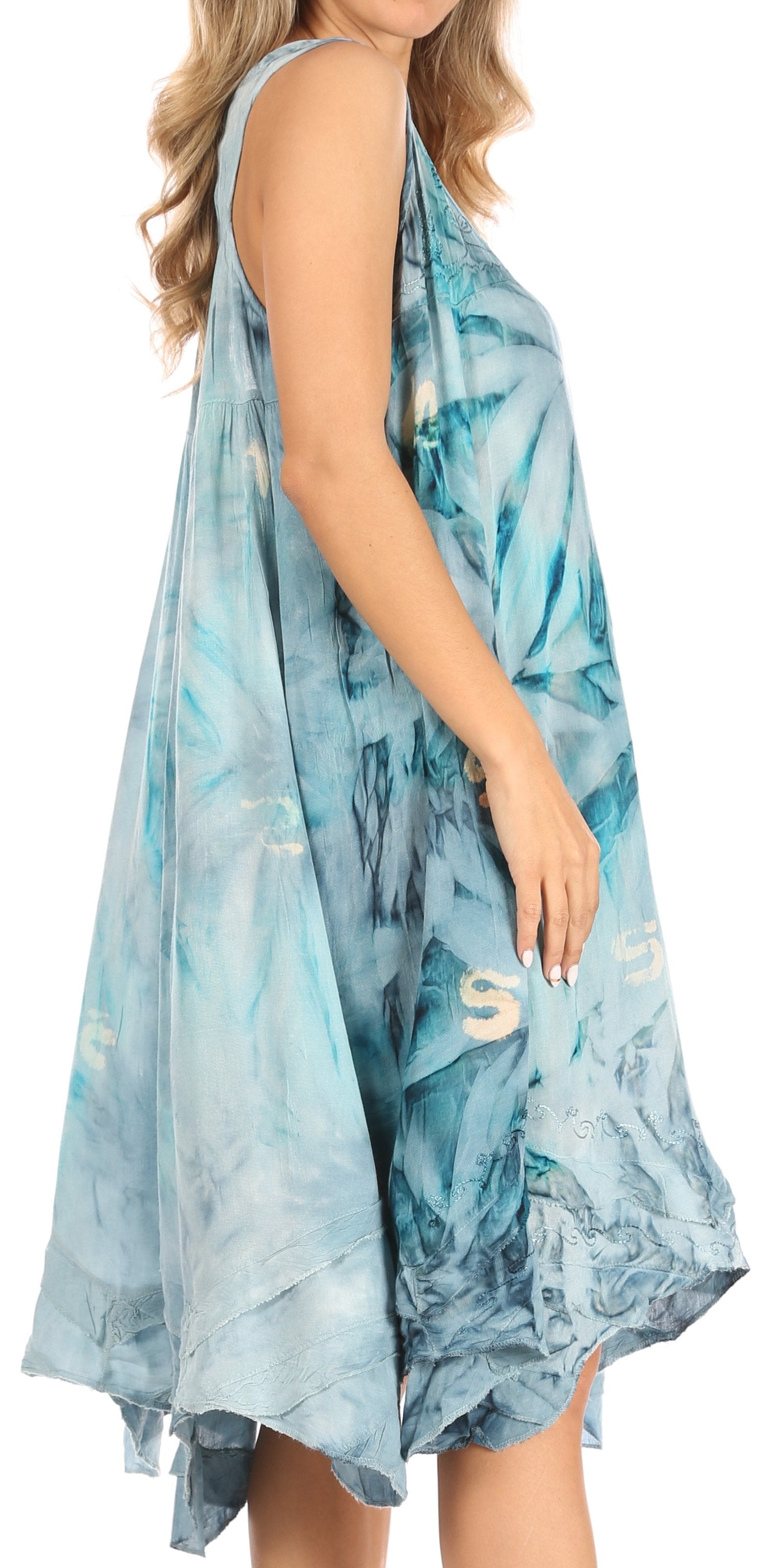 Sakkas Magy Women's Casual Summer Sleeveless Loose Tank Dress Tie-dye Floral Print - Concordia Style Boutique