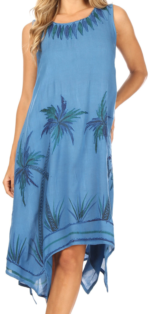 Sakkas Tinna Women's Casual Sleeveless Tank Flare Midi Boho Print Dress Cover-up - Concordia Style Boutique