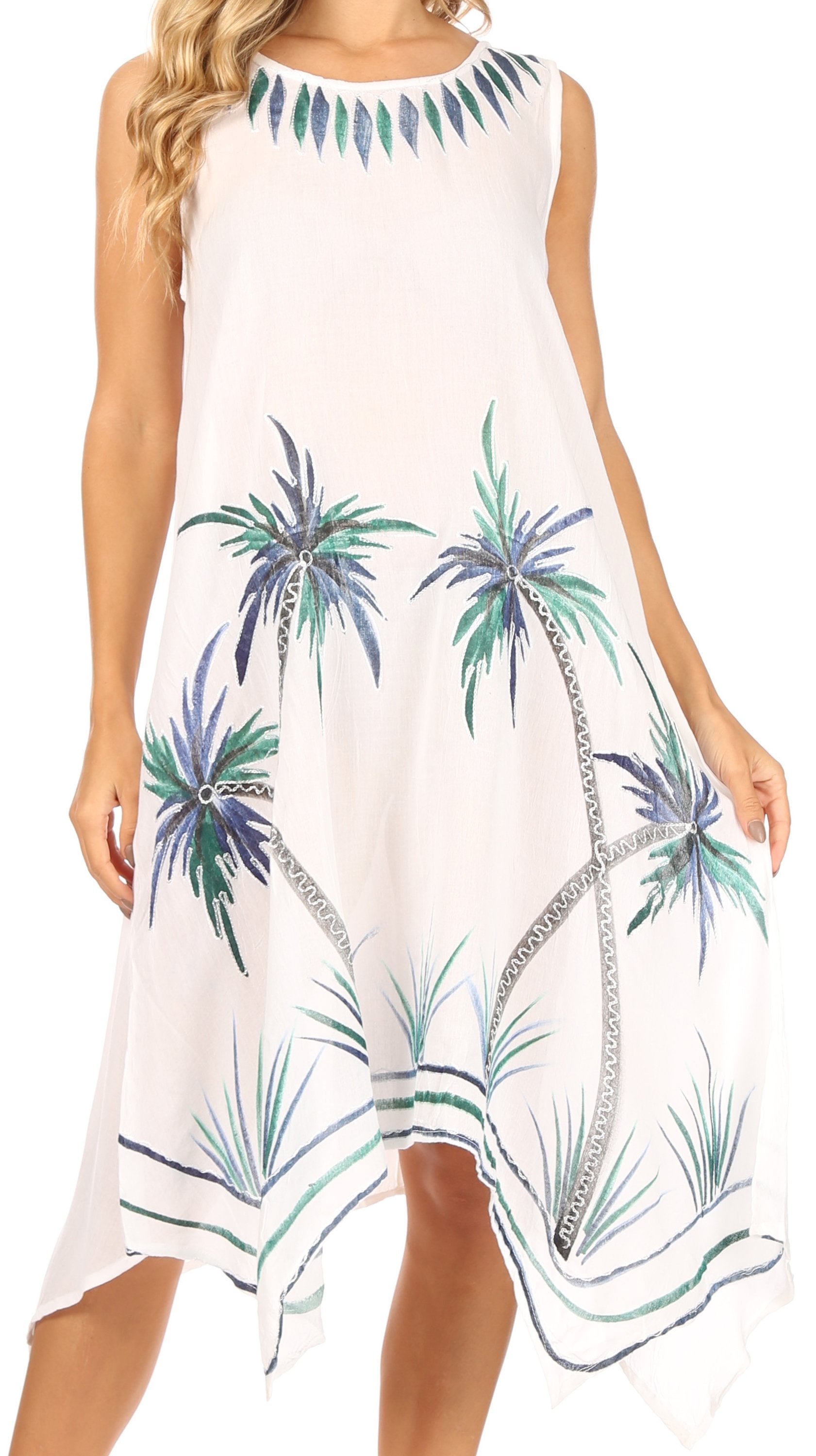 Sakkas Tinna Women's Casual Sleeveless Tank Flare Midi Boho Print Dress Cover-up - Concordia Style Boutique