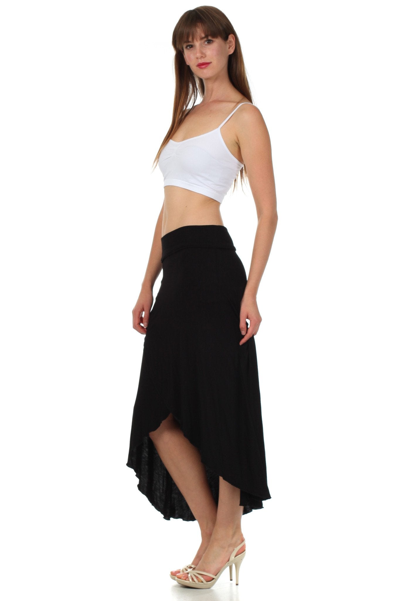 Sakkas Soft Jersey Feel Solid Color Strapless High Low Dress / Skirt - Concordia Style Boutique