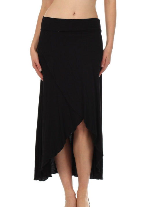Sakkas Soft Jersey Feel Solid Color Strapless High Low Dress / Skirt - Concordia Style Boutique