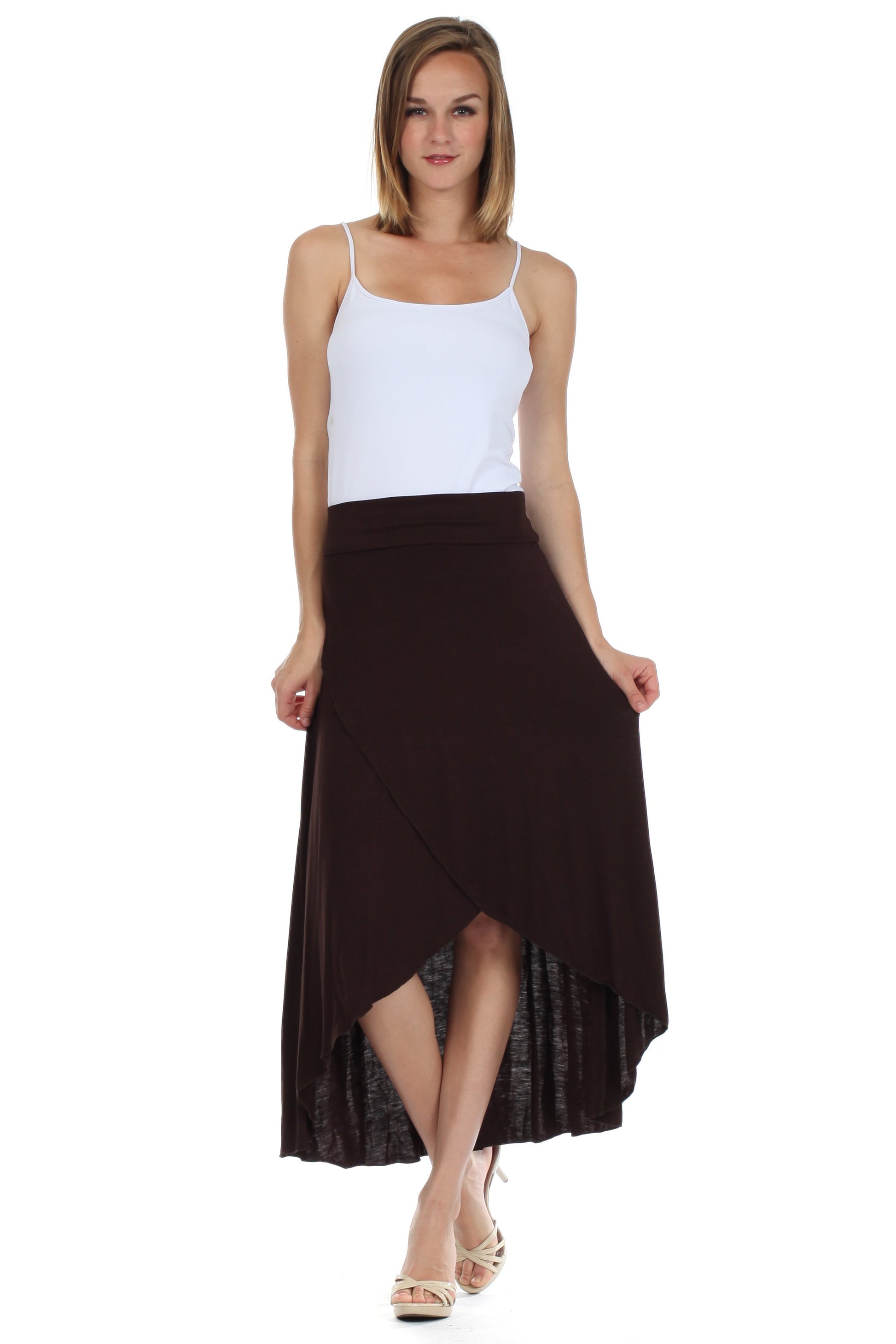 Sakkas Soft Jersey Feel Solid Color Strapless High Low Dress / Skirt - Concordia Style Boutique