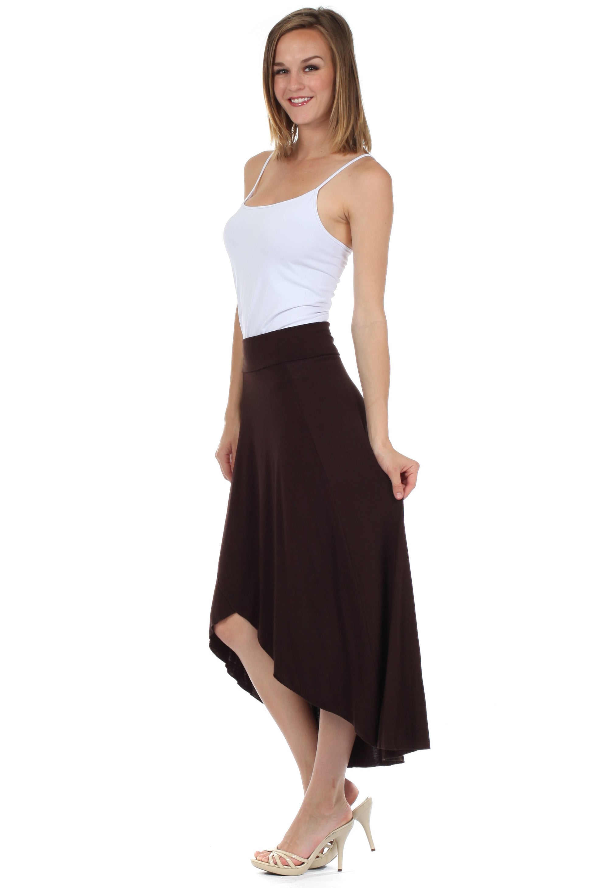 Sakkas Soft Jersey Feel Solid Color Strapless High Low Dress / Skirt - Concordia Style Boutique