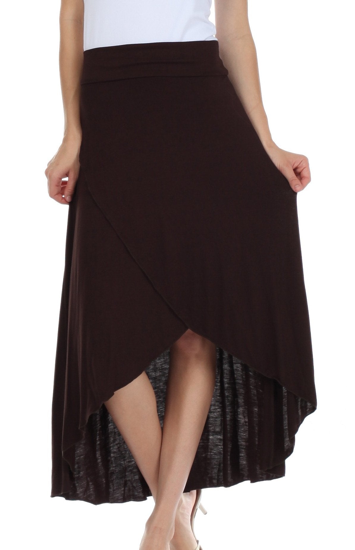 Sakkas Soft Jersey Feel Solid Color Strapless High Low Dress / Skirt - Concordia Style Boutique