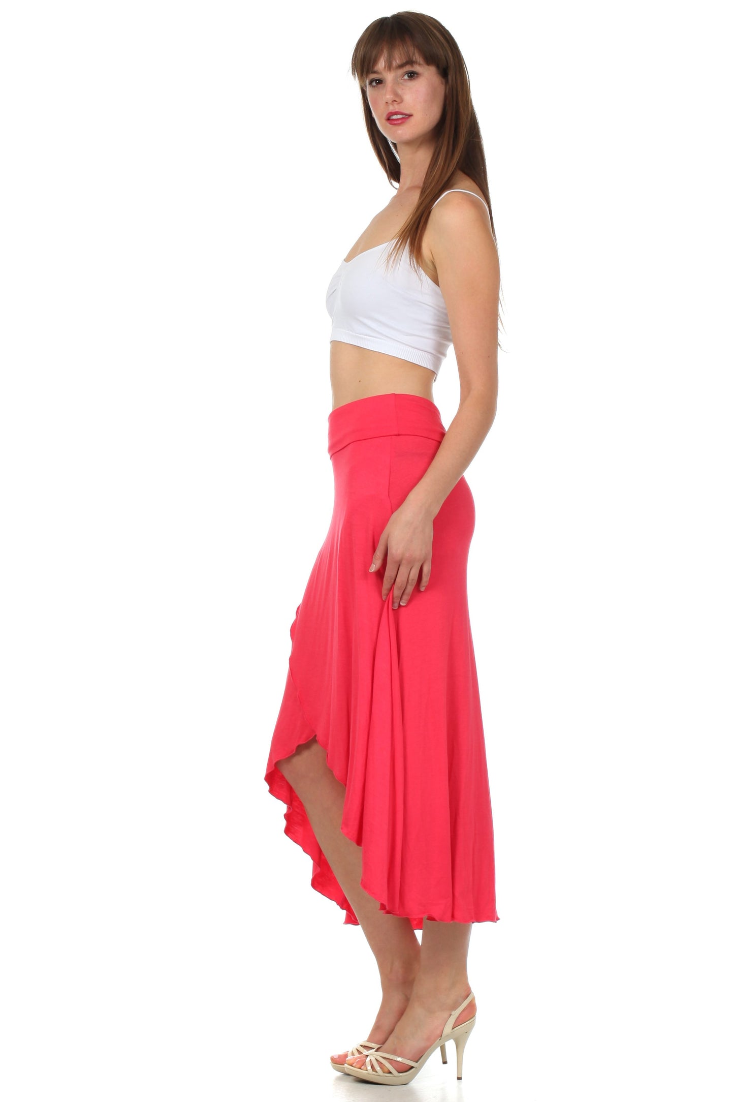 Sakkas Soft Jersey Feel Solid Color Strapless High Low Dress / Skirt - Concordia Style Boutique