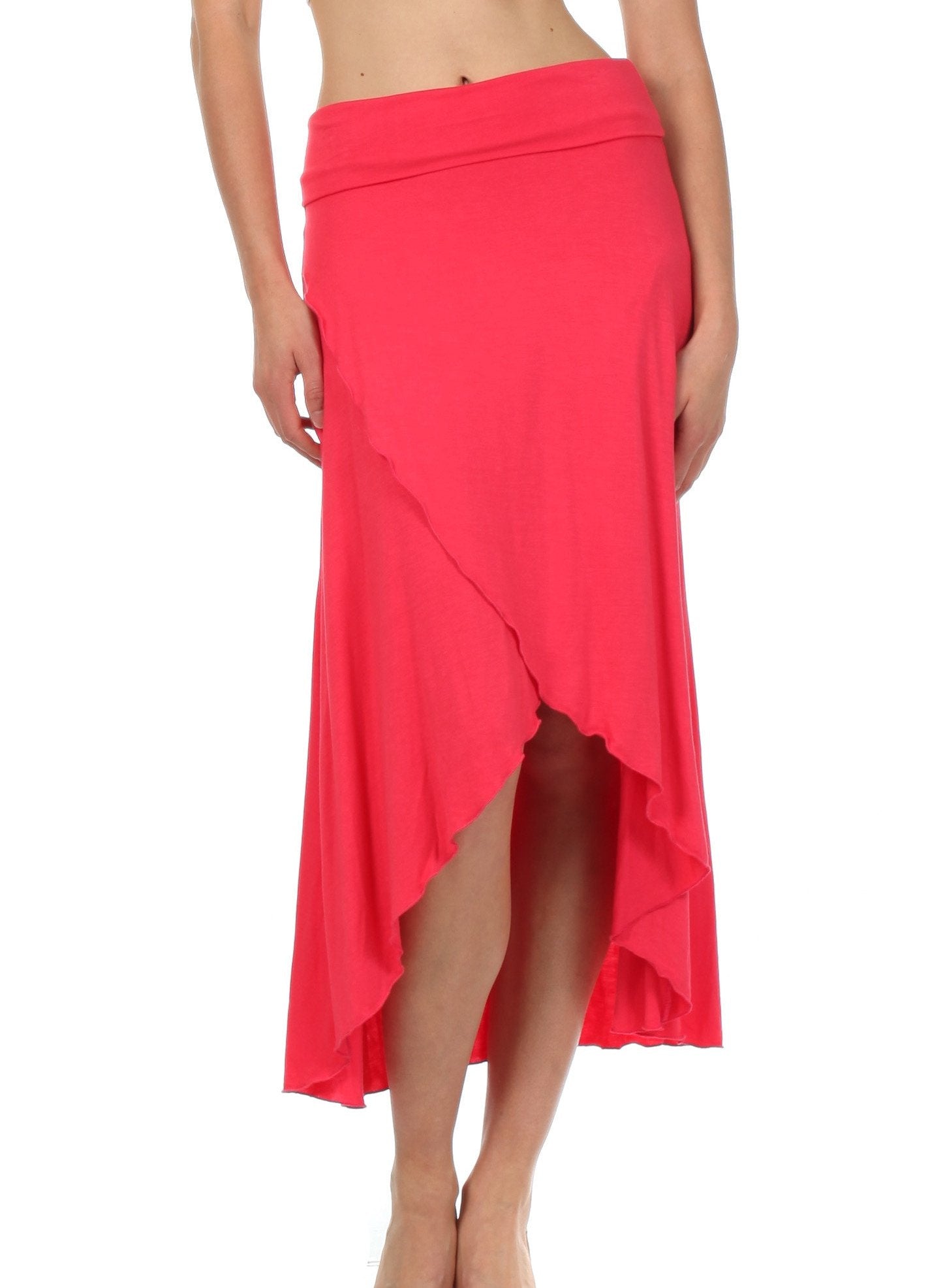 Sakkas Soft Jersey Feel Solid Color Strapless High Low Dress / Skirt - Concordia Style Boutique