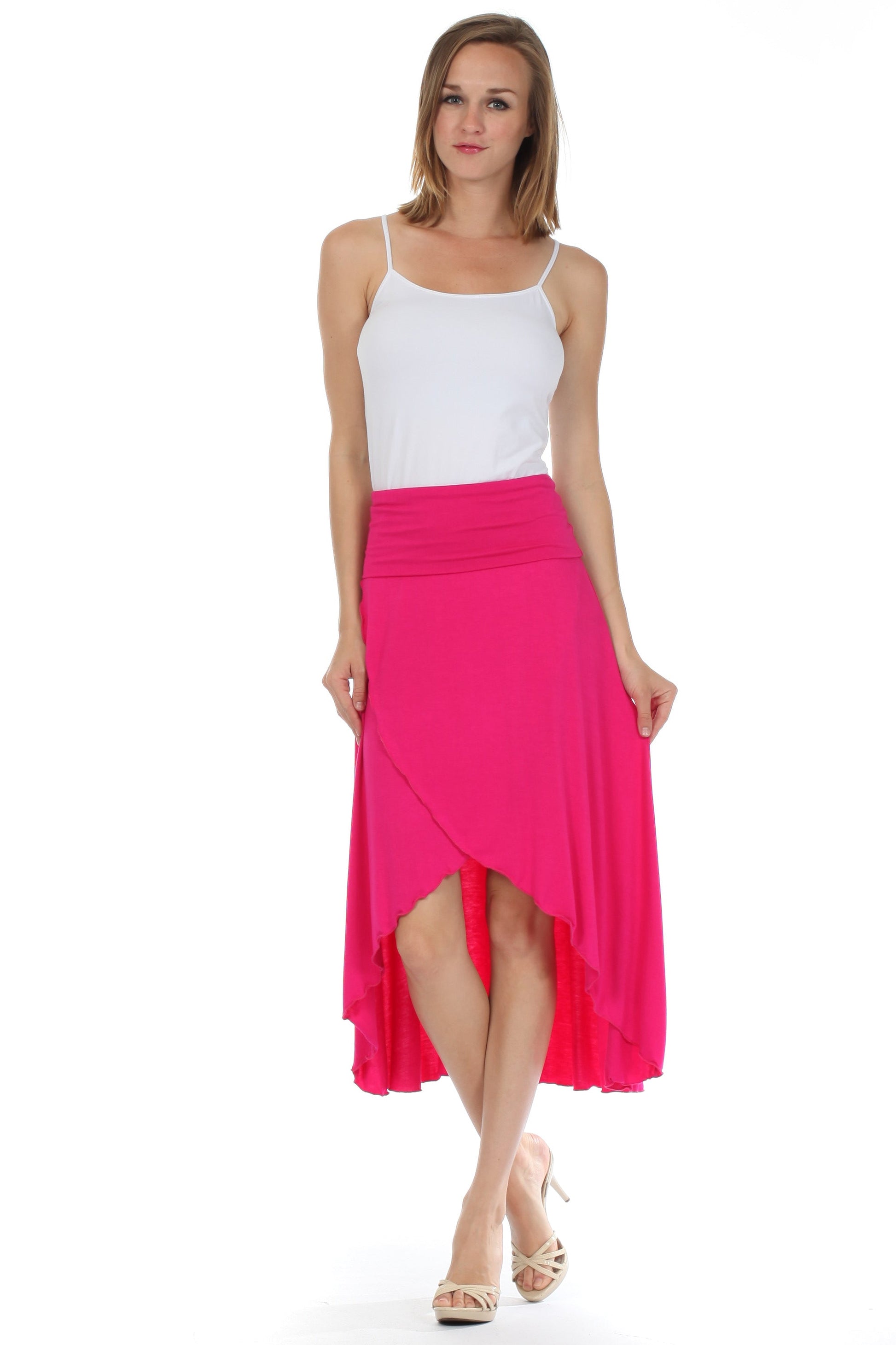 Sakkas Soft Jersey Feel Solid Color Strapless High Low Dress / Skirt - Concordia Style Boutique