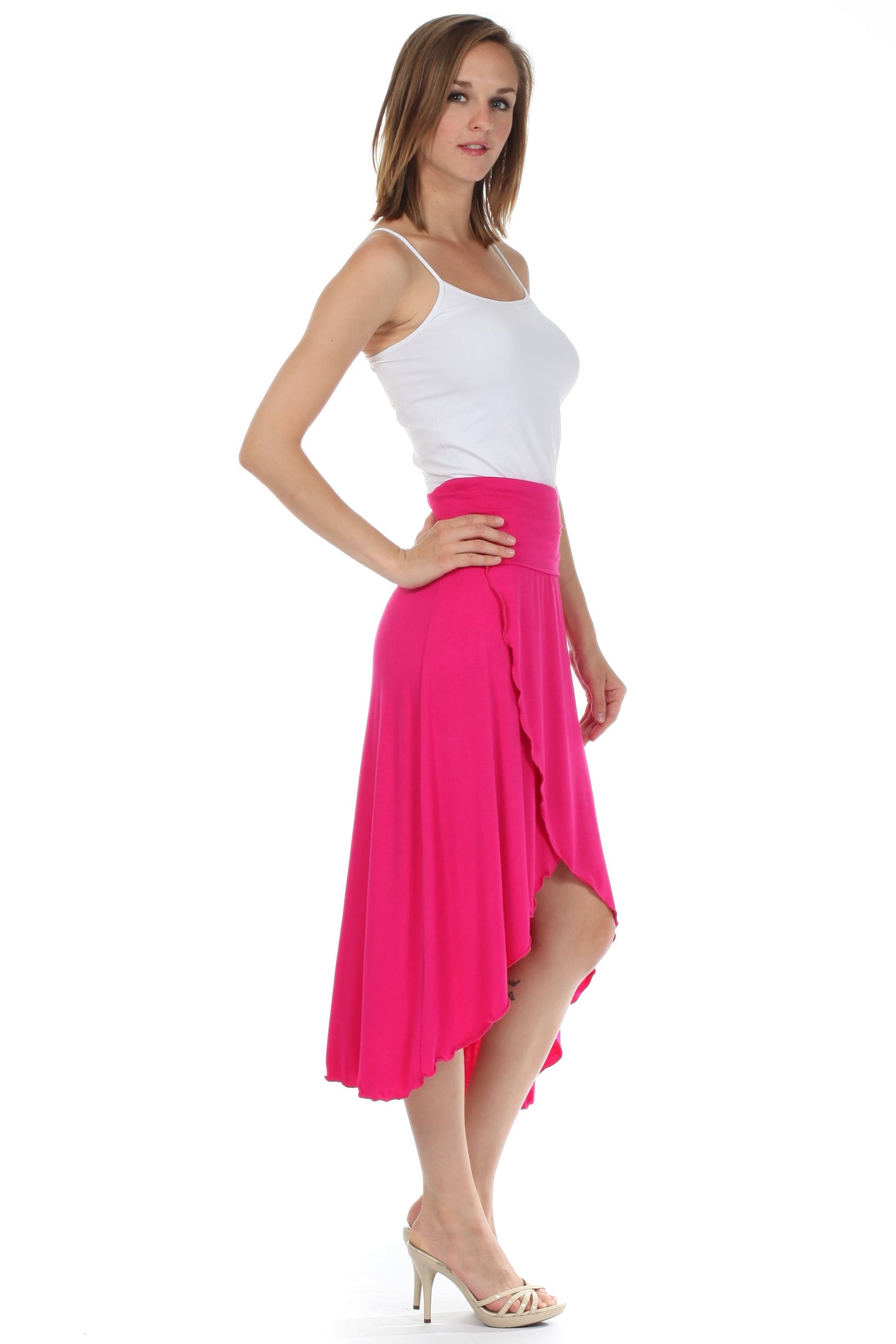 Sakkas Soft Jersey Feel Solid Color Strapless High Low Dress / Skirt - Concordia Style Boutique