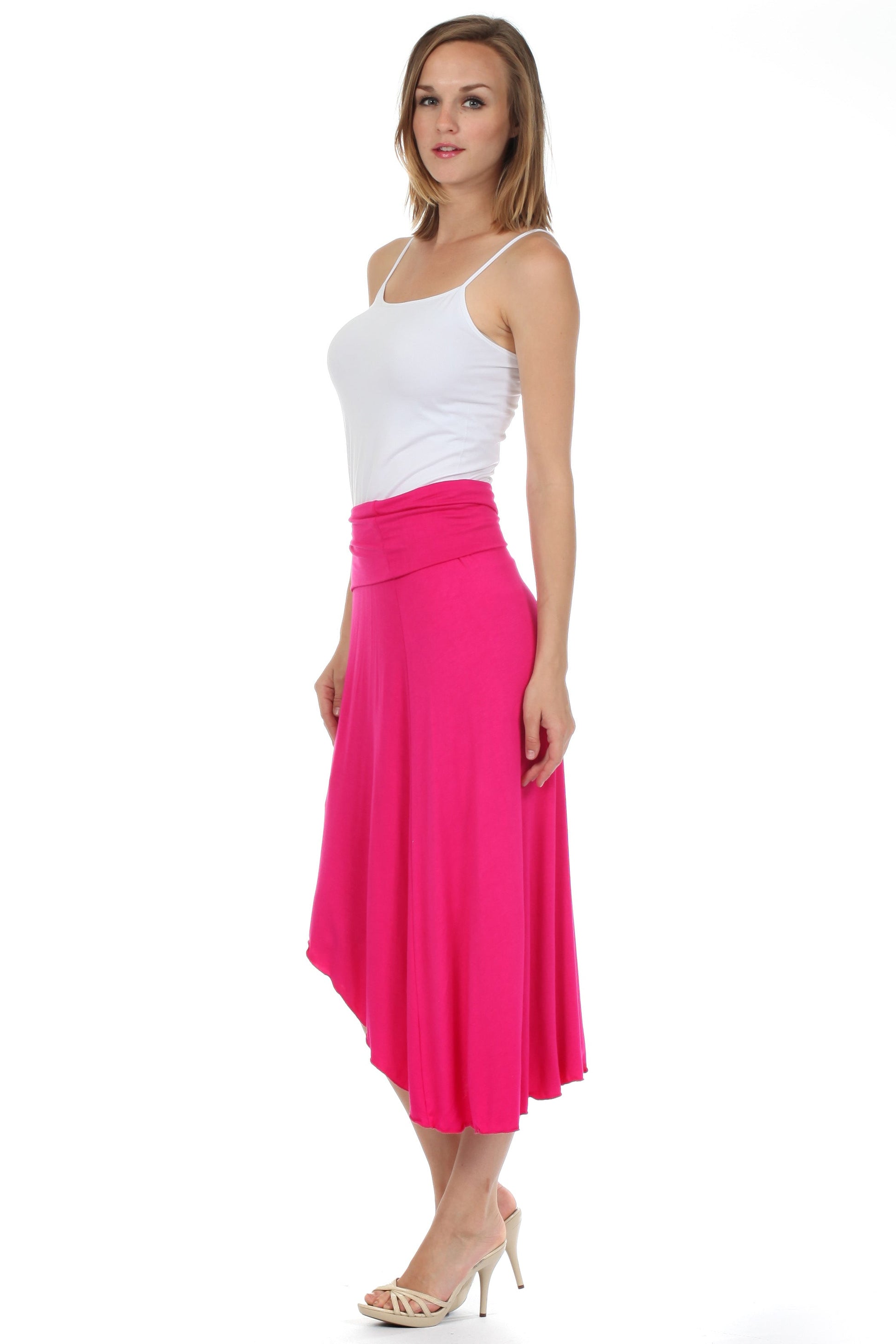 Sakkas Soft Jersey Feel Solid Color Strapless High Low Dress / Skirt - Concordia Style Boutique