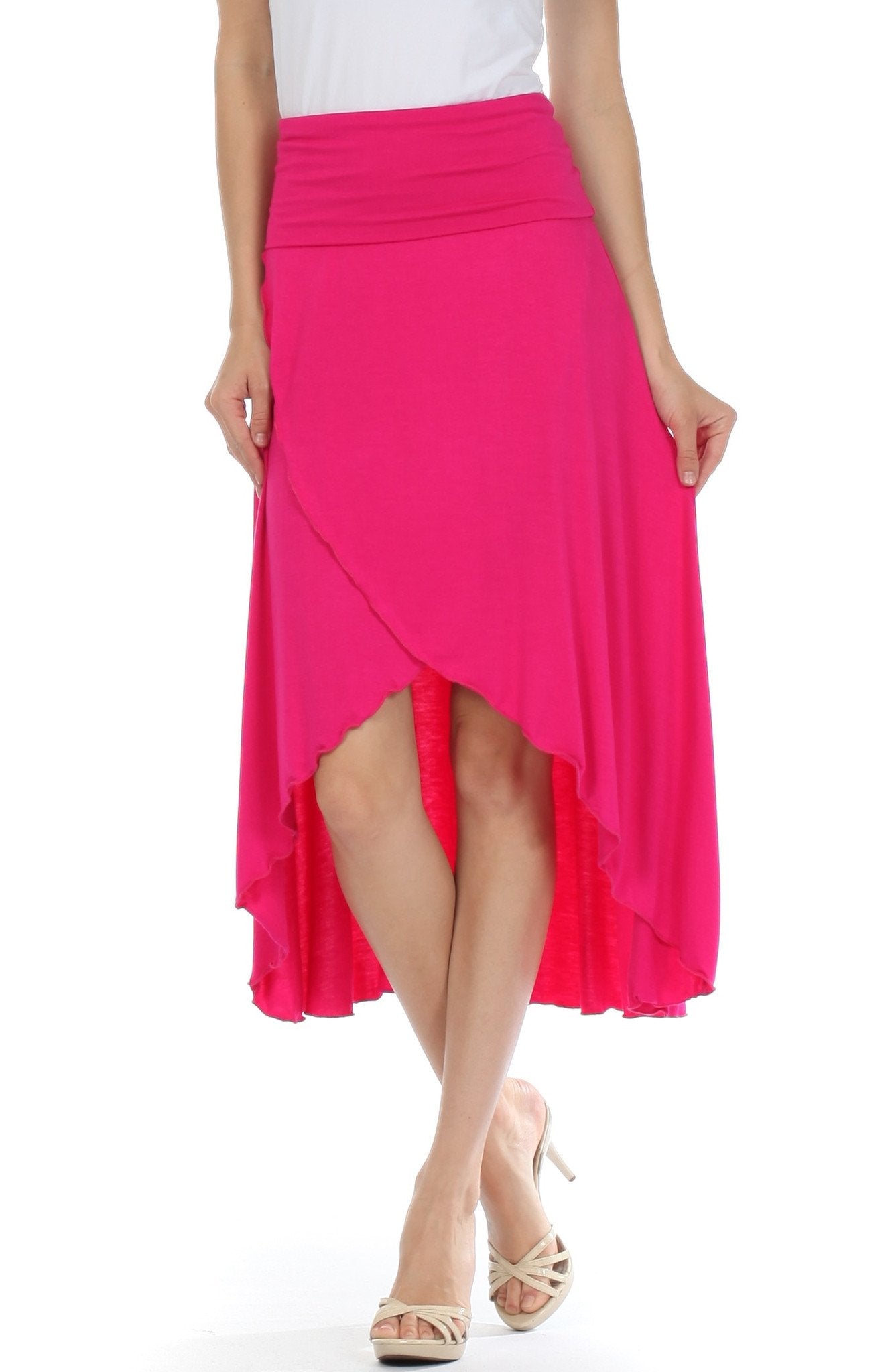 Sakkas Soft Jersey Feel Solid Color Strapless High Low Dress / Skirt - Concordia Style Boutique