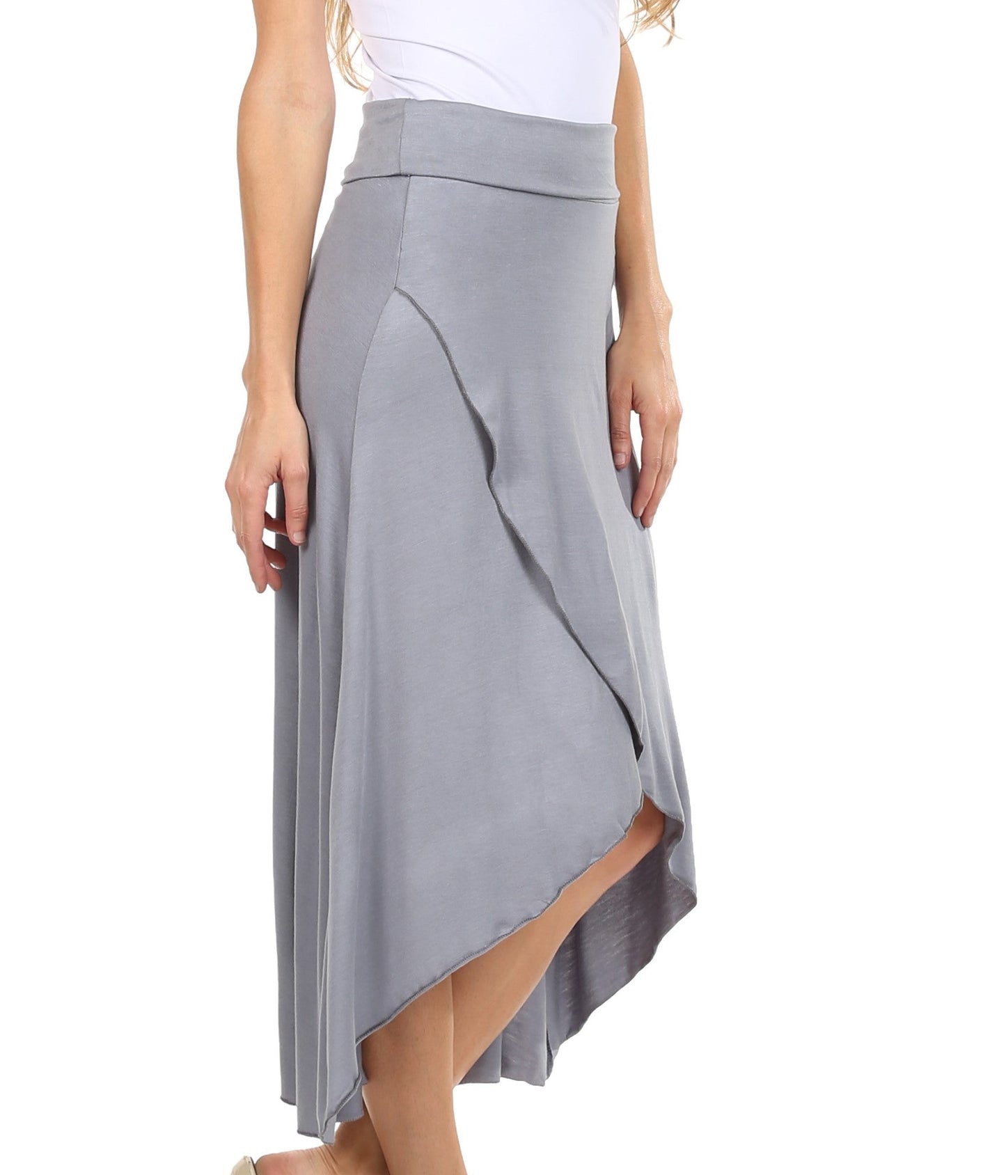 Sakkas Soft Jersey Feel Solid Color Strapless High Low Dress / Skirt - Concordia Style Boutique