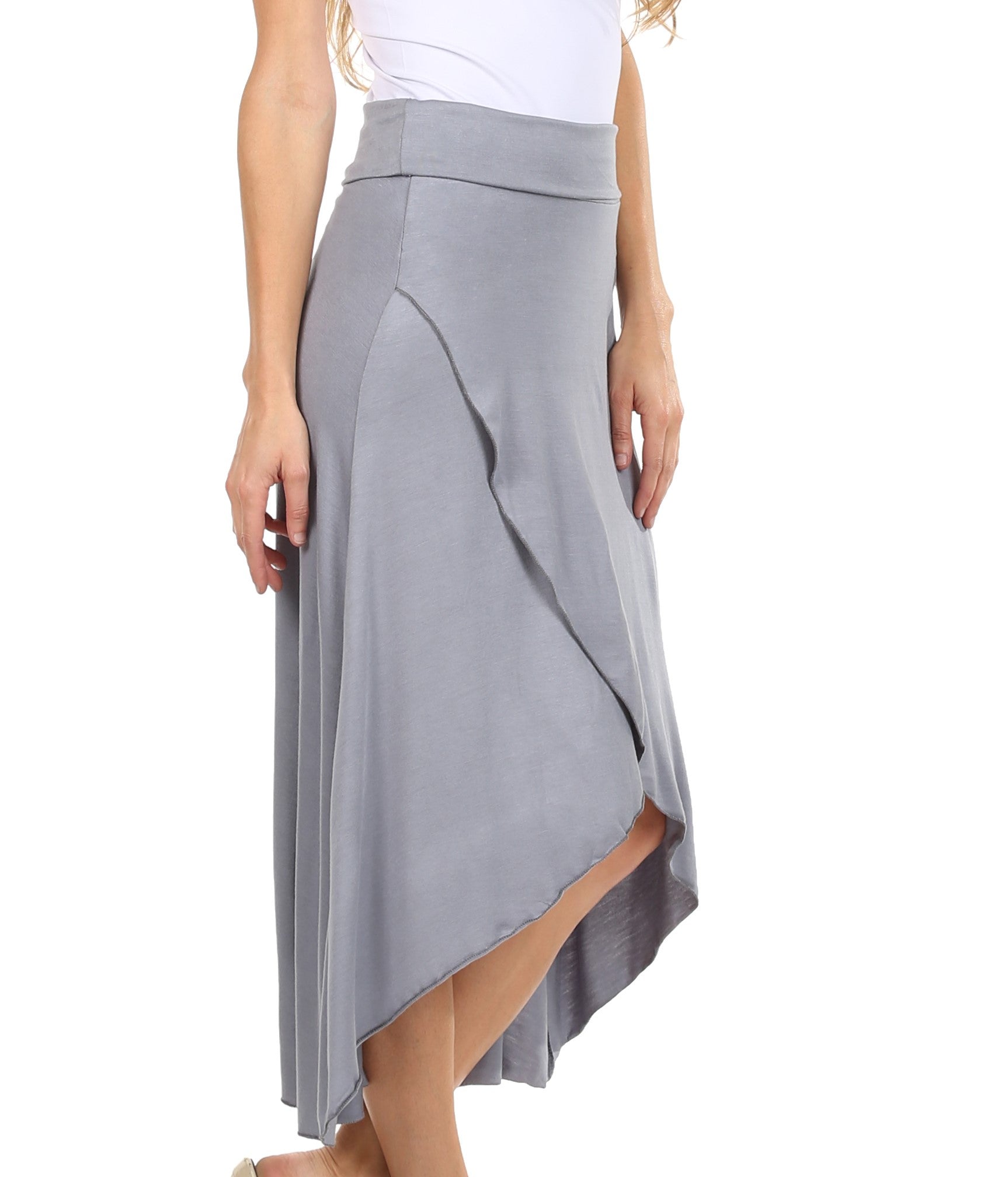 Sakkas Soft Jersey Feel Solid Color Strapless High Low Dress / Skirt - Concordia Style Boutique