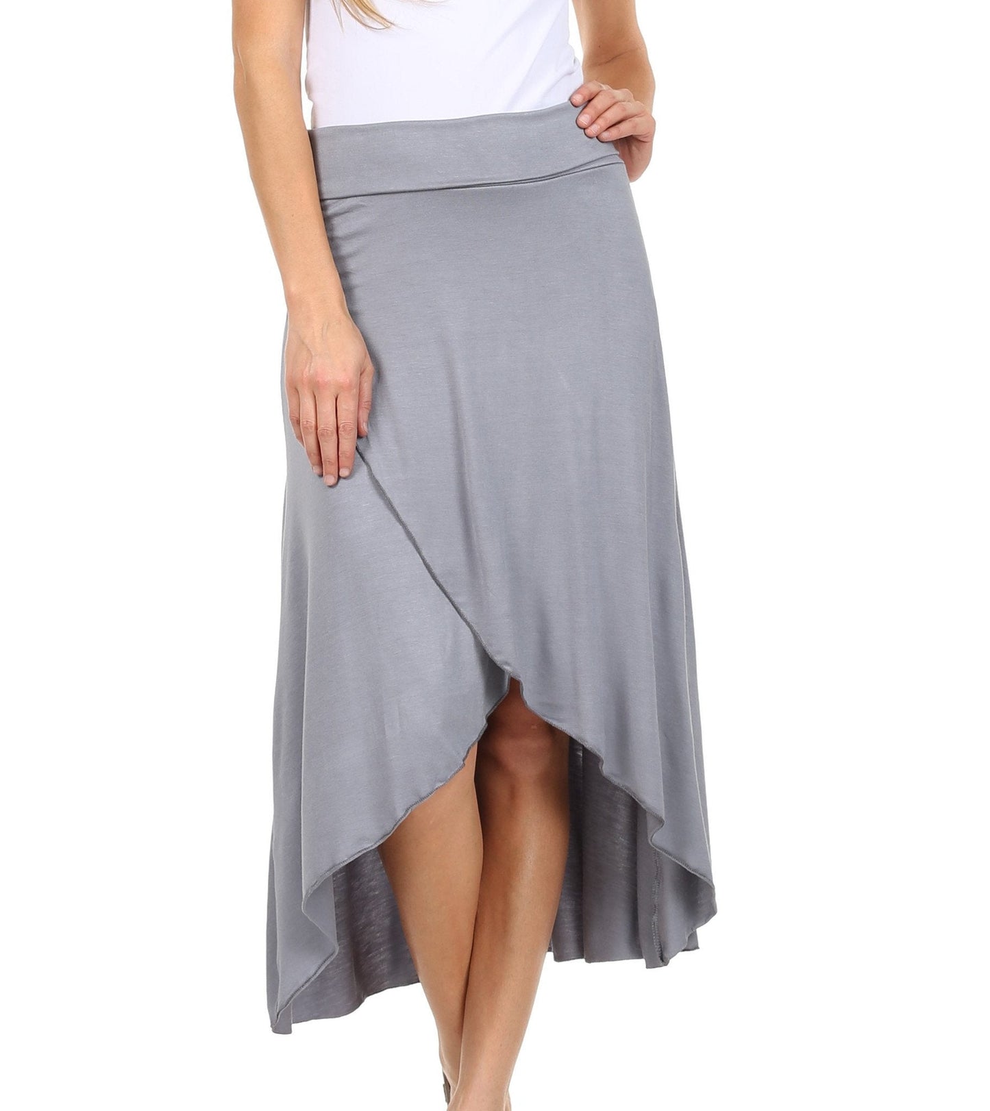 Sakkas Soft Jersey Feel Solid Color Strapless High Low Dress / Skirt - Concordia Style Boutique