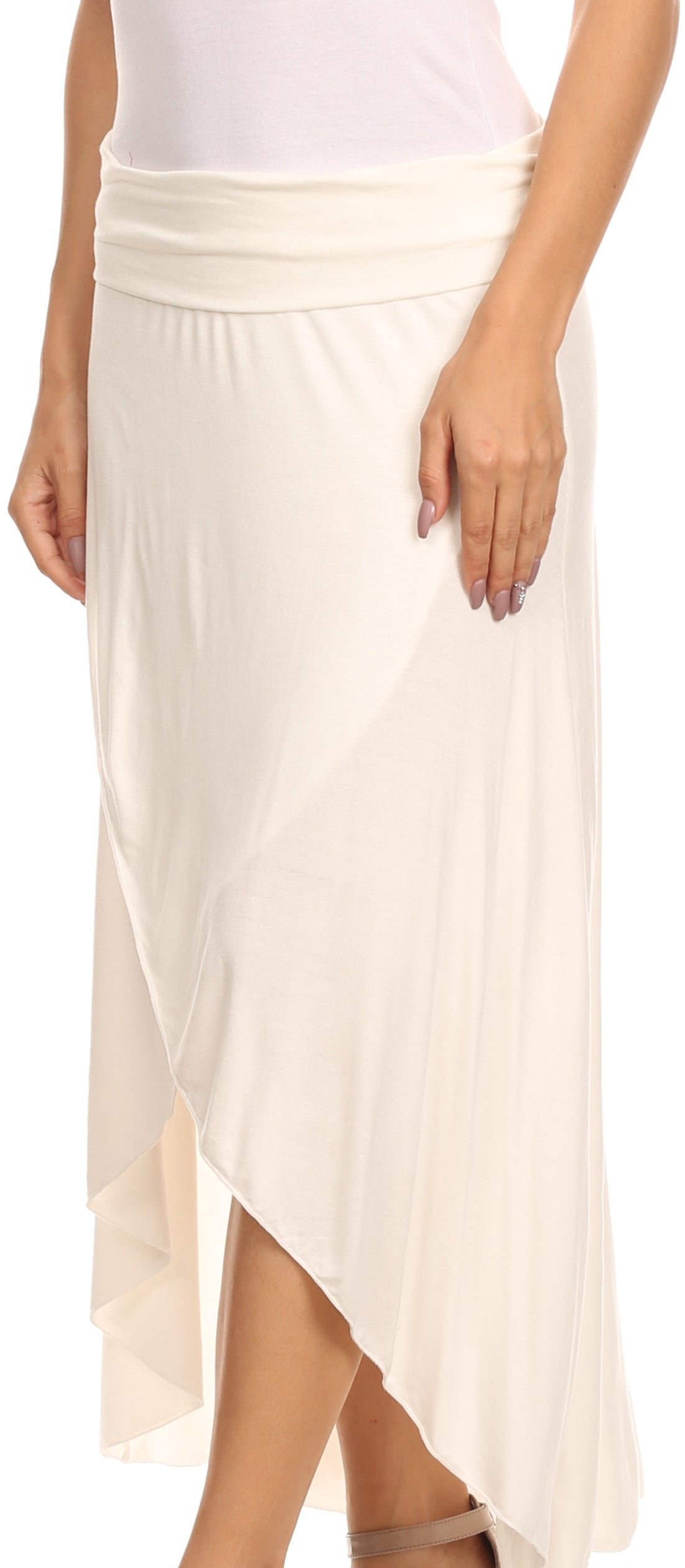 Sakkas Soft Jersey Feel Solid Color Strapless High Low Dress / Skirt - Concordia Style Boutique