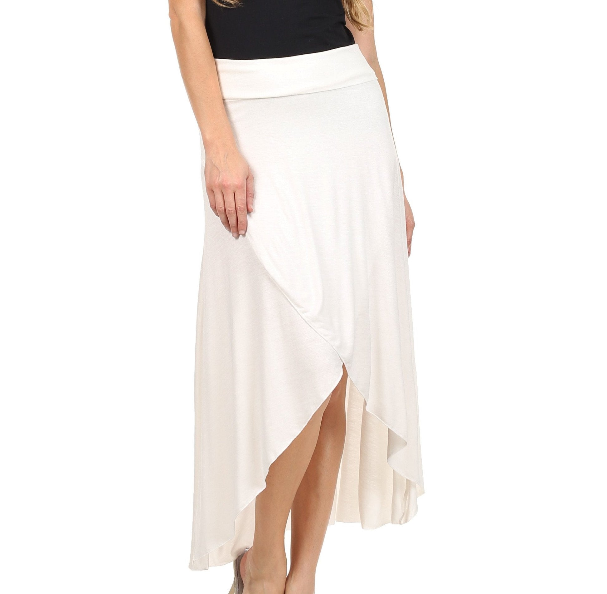 Sakkas Soft Jersey Feel Solid Color Strapless High Low Dress / Skirt - Concordia Style Boutique