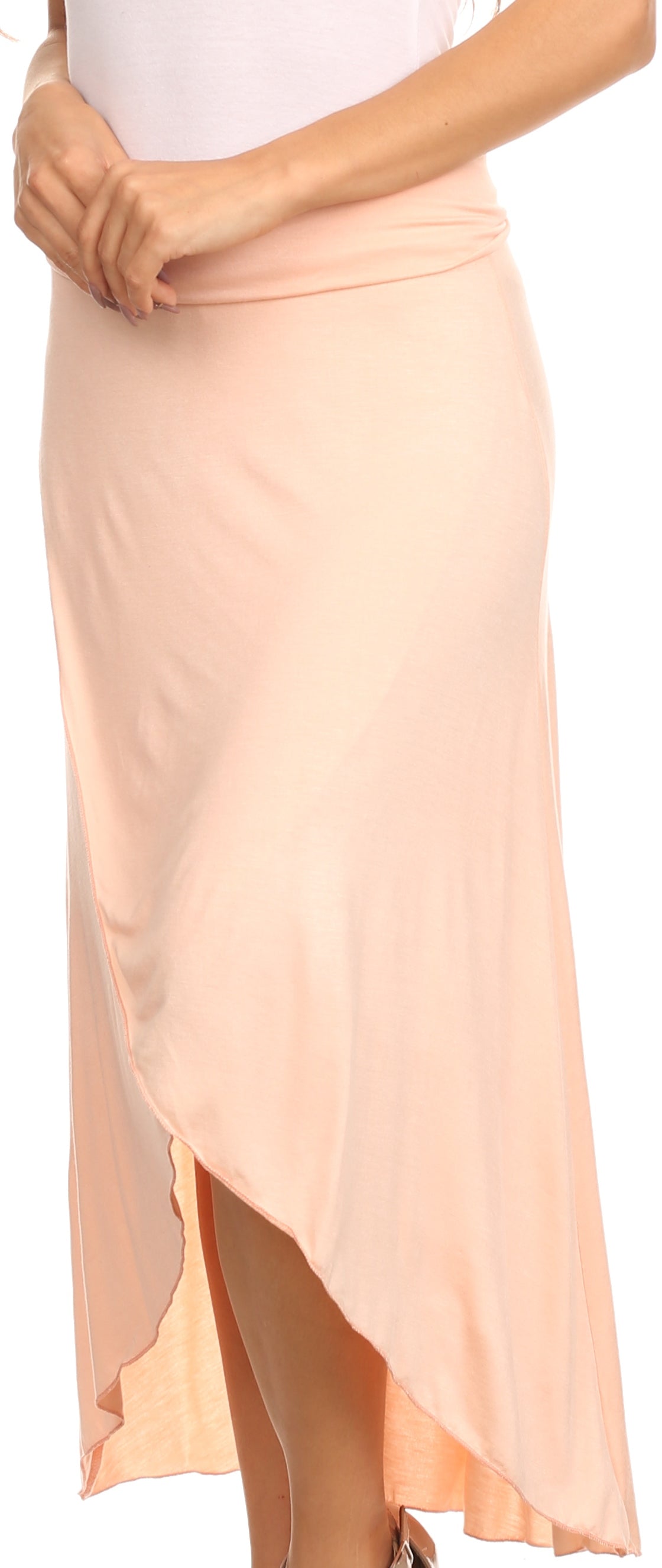 Sakkas Soft Jersey Feel Solid Color Strapless High Low Dress / Skirt - Concordia Style Boutique