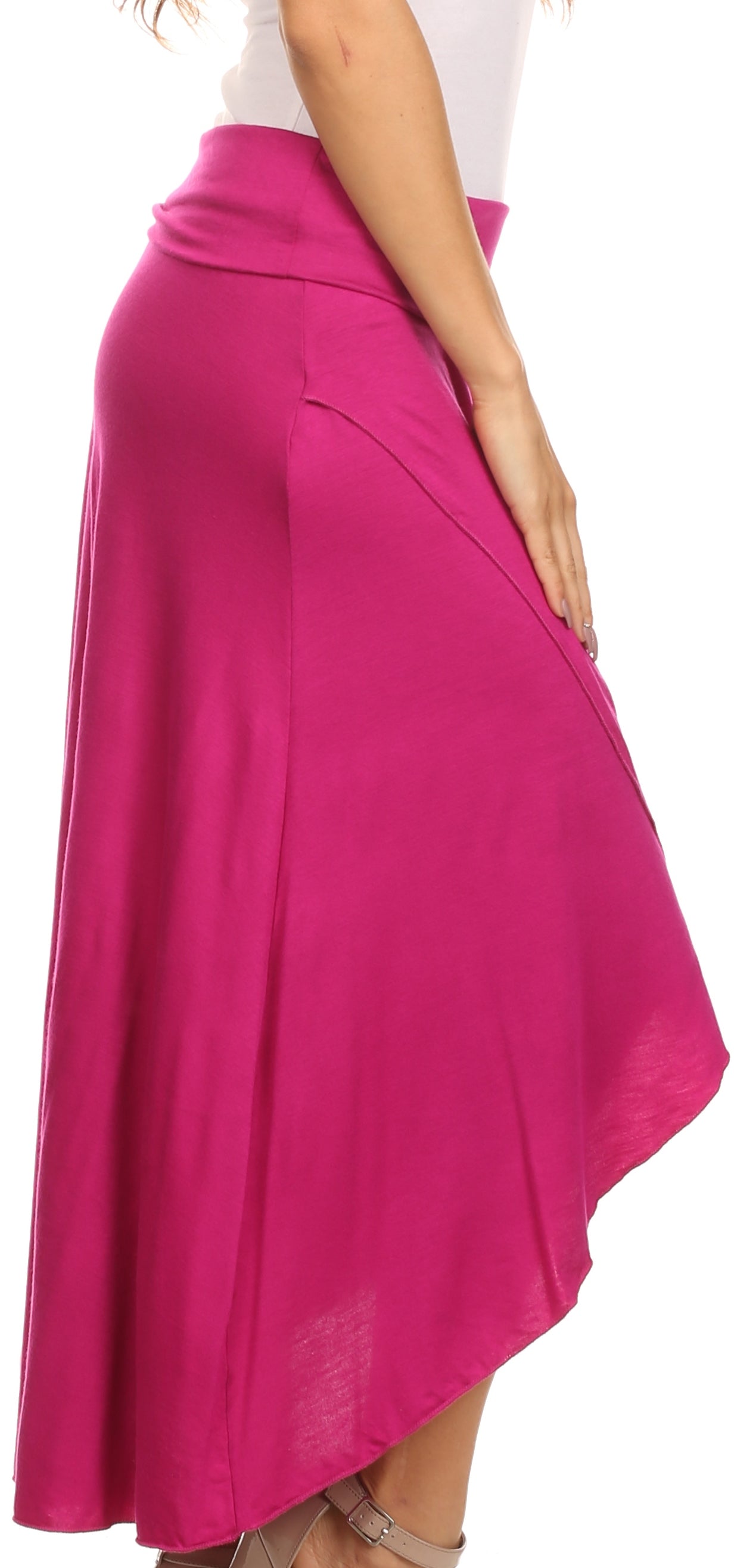 Sakkas Soft Jersey Feel Solid Color Strapless High Low Dress / Skirt - Concordia Style Boutique