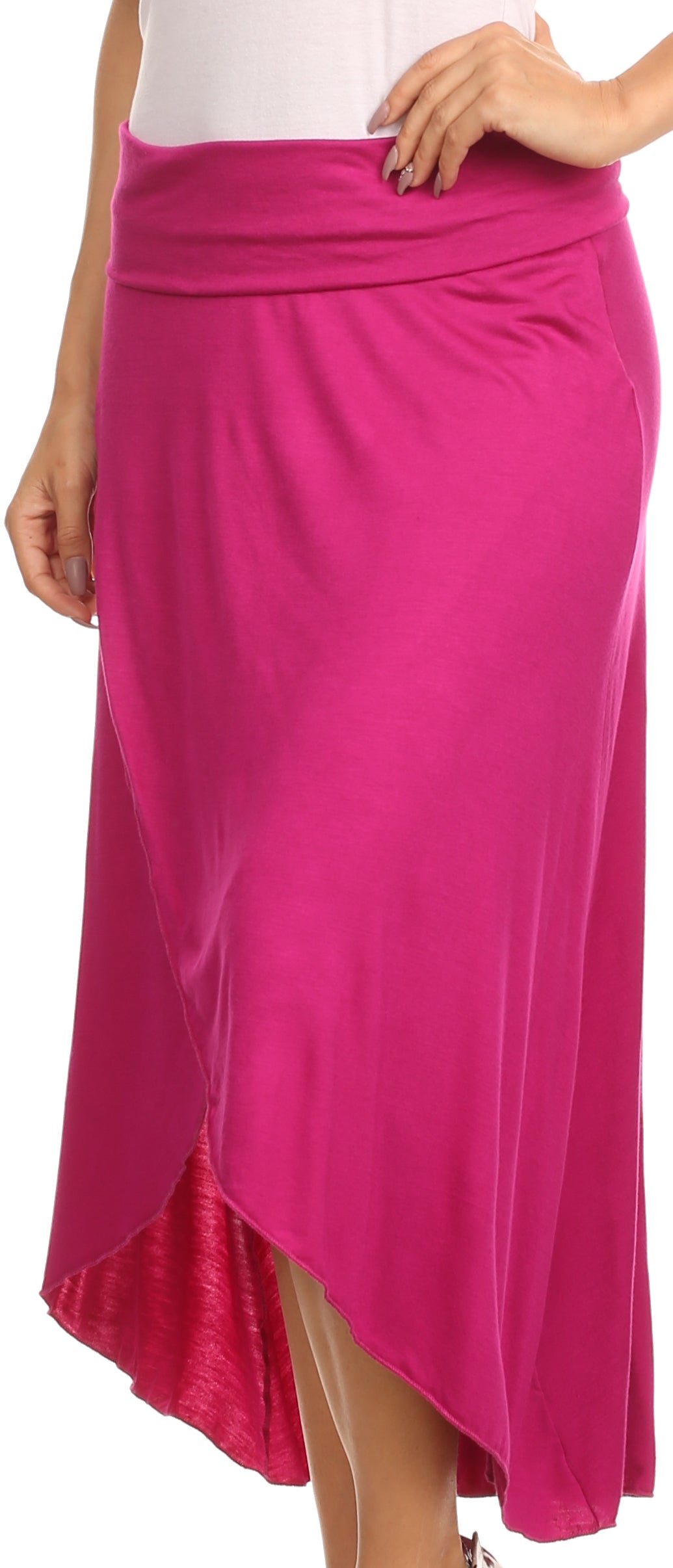 Sakkas Soft Jersey Feel Solid Color Strapless High Low Dress / Skirt - Concordia Style Boutique
