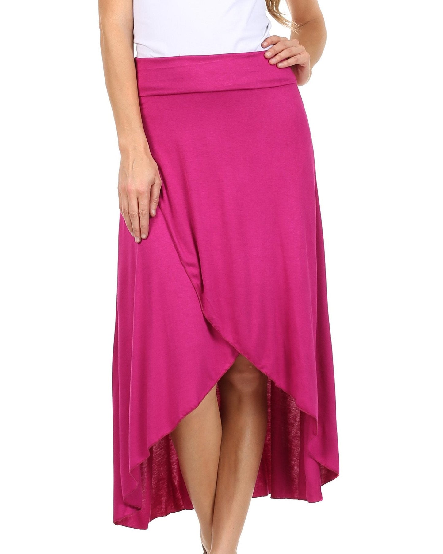 Sakkas Soft Jersey Feel Solid Color Strapless High Low Dress / Skirt - Concordia Style Boutique