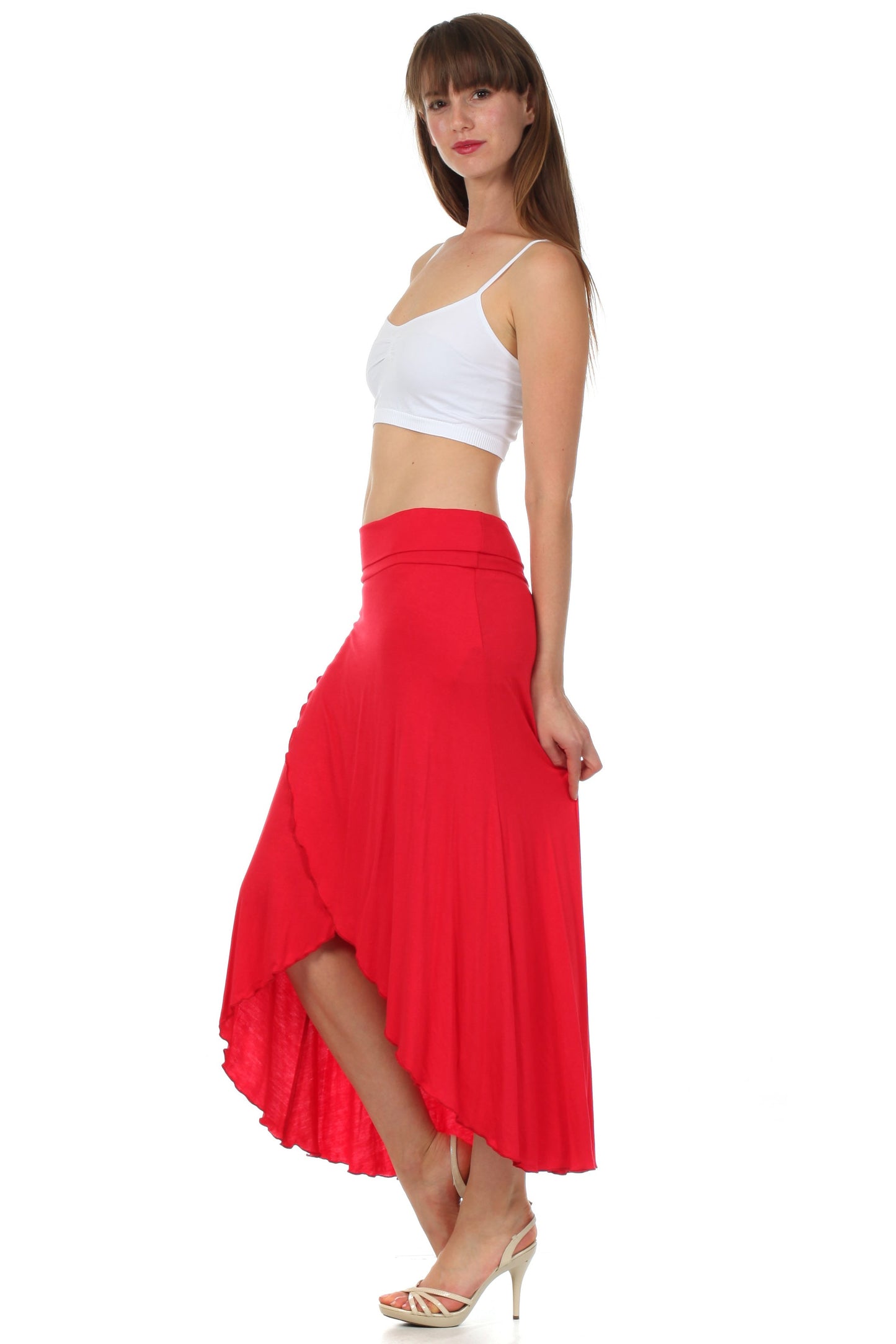 Sakkas Soft Jersey Feel Solid Color Strapless High Low Dress / Skirt - Concordia Style Boutique