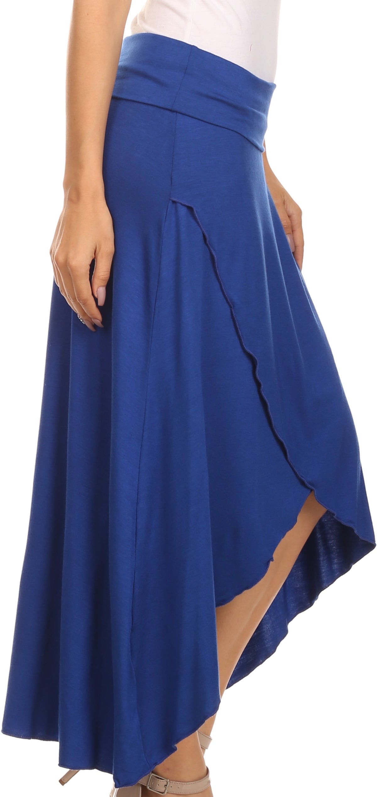 Sakkas Soft Jersey Feel Solid Color Strapless High Low Dress / Skirt - Concordia Style Boutique
