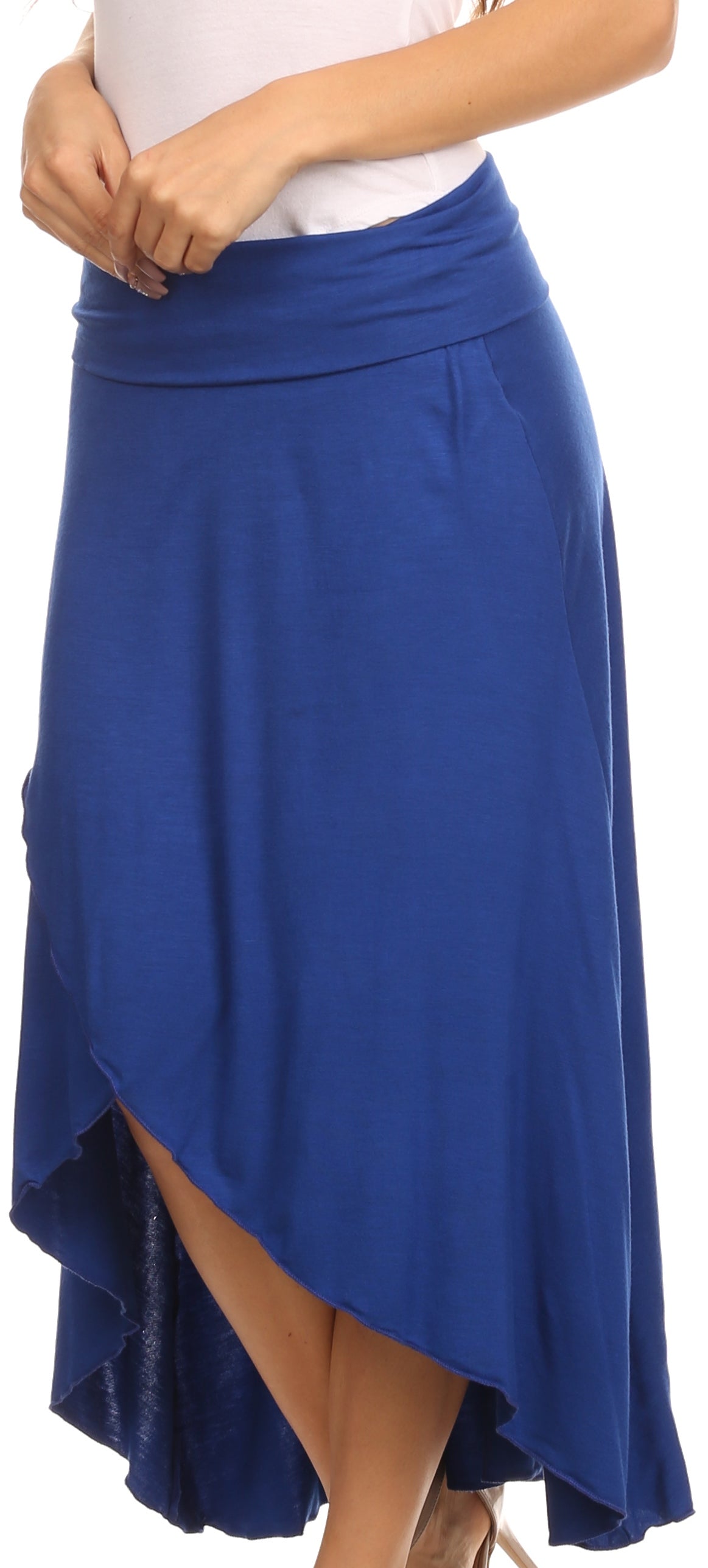 Sakkas Soft Jersey Feel Solid Color Strapless High Low Dress / Skirt - Concordia Style Boutique