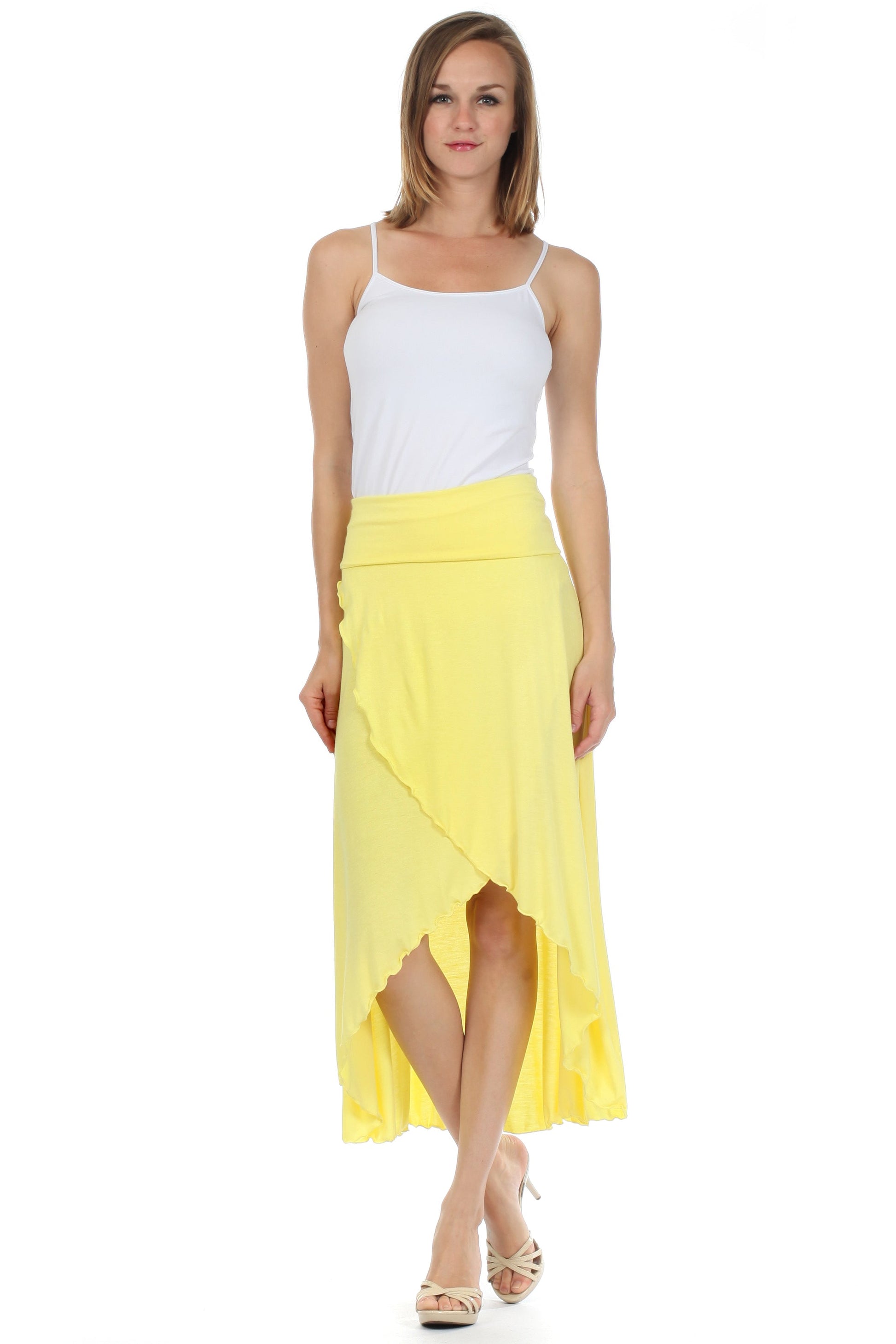Sakkas Soft Jersey Feel Solid Color Strapless High Low Dress / Skirt - Concordia Style Boutique