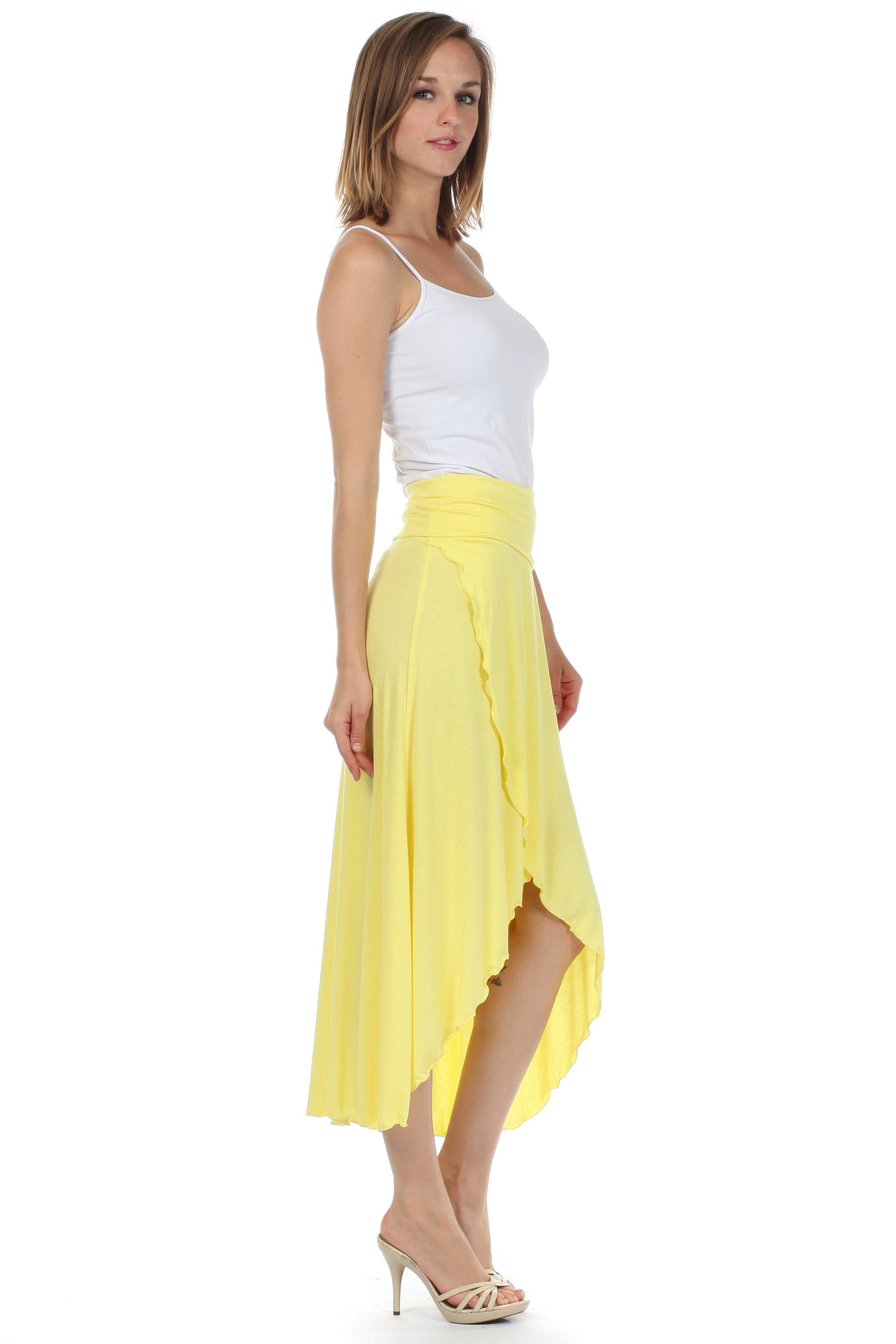 Sakkas Soft Jersey Feel Solid Color Strapless High Low Dress / Skirt - Concordia Style Boutique