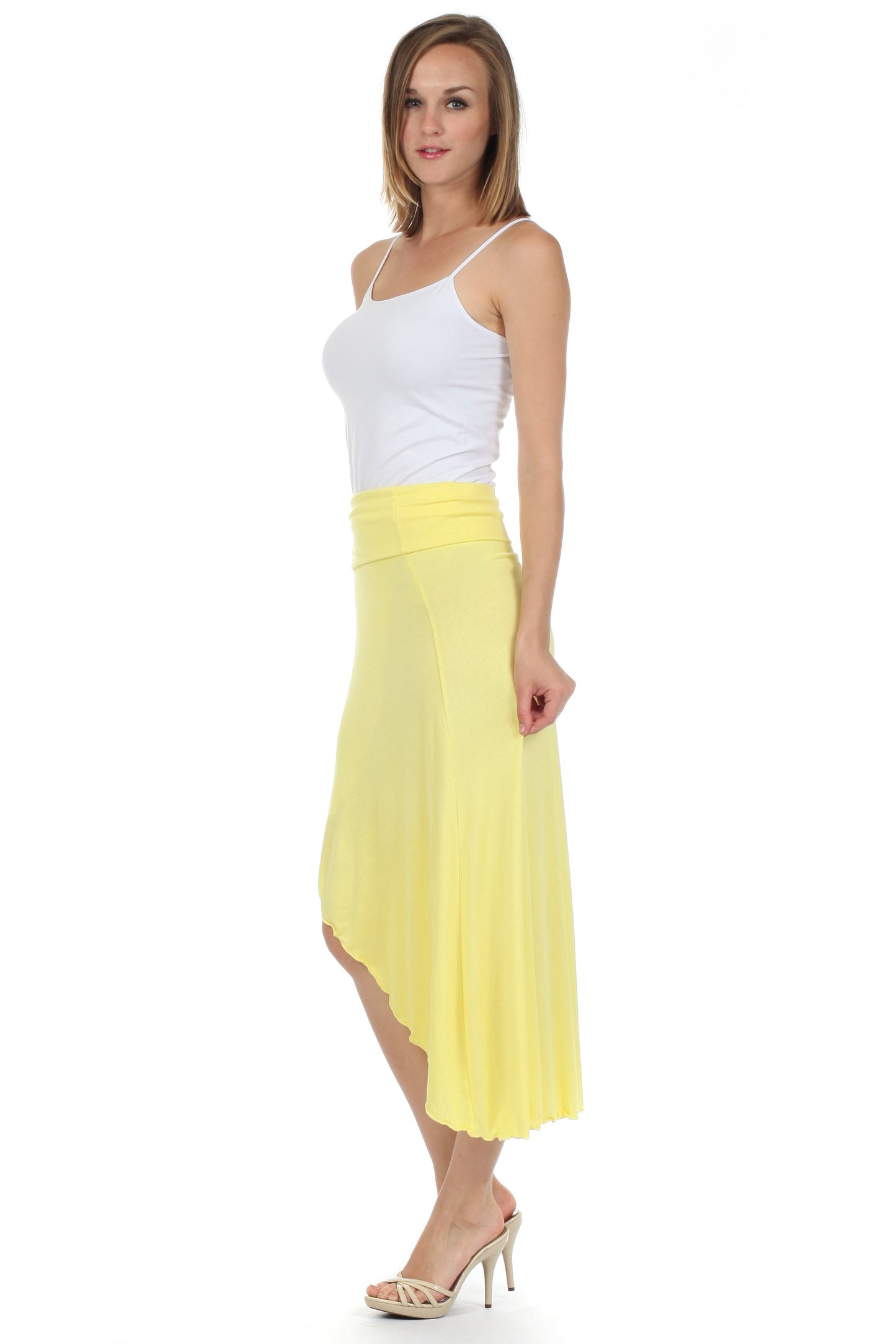 Sakkas Soft Jersey Feel Solid Color Strapless High Low Dress / Skirt - Concordia Style Boutique