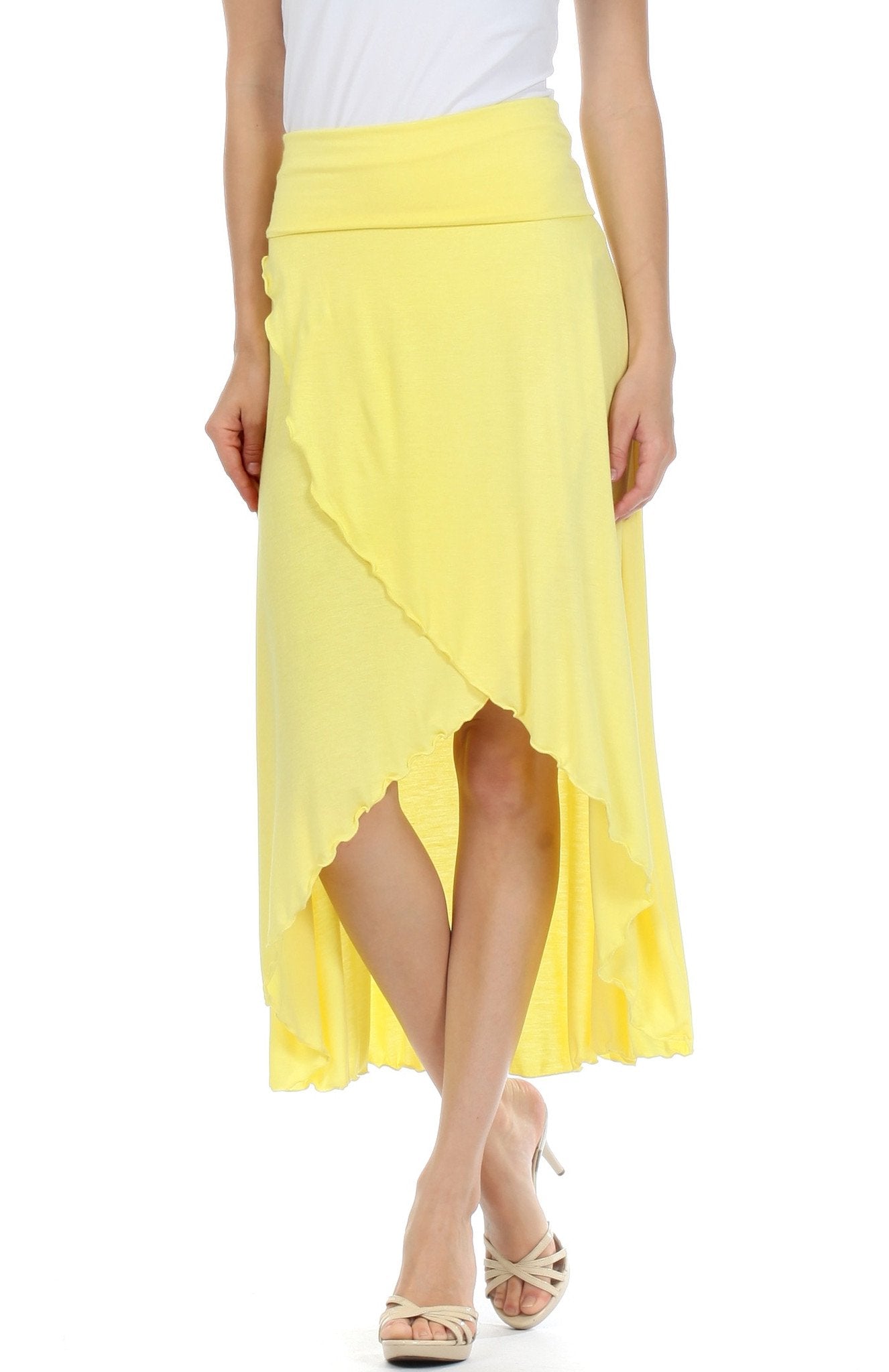 Sakkas Soft Jersey Feel Solid Color Strapless High Low Dress / Skirt - Concordia Style Boutique