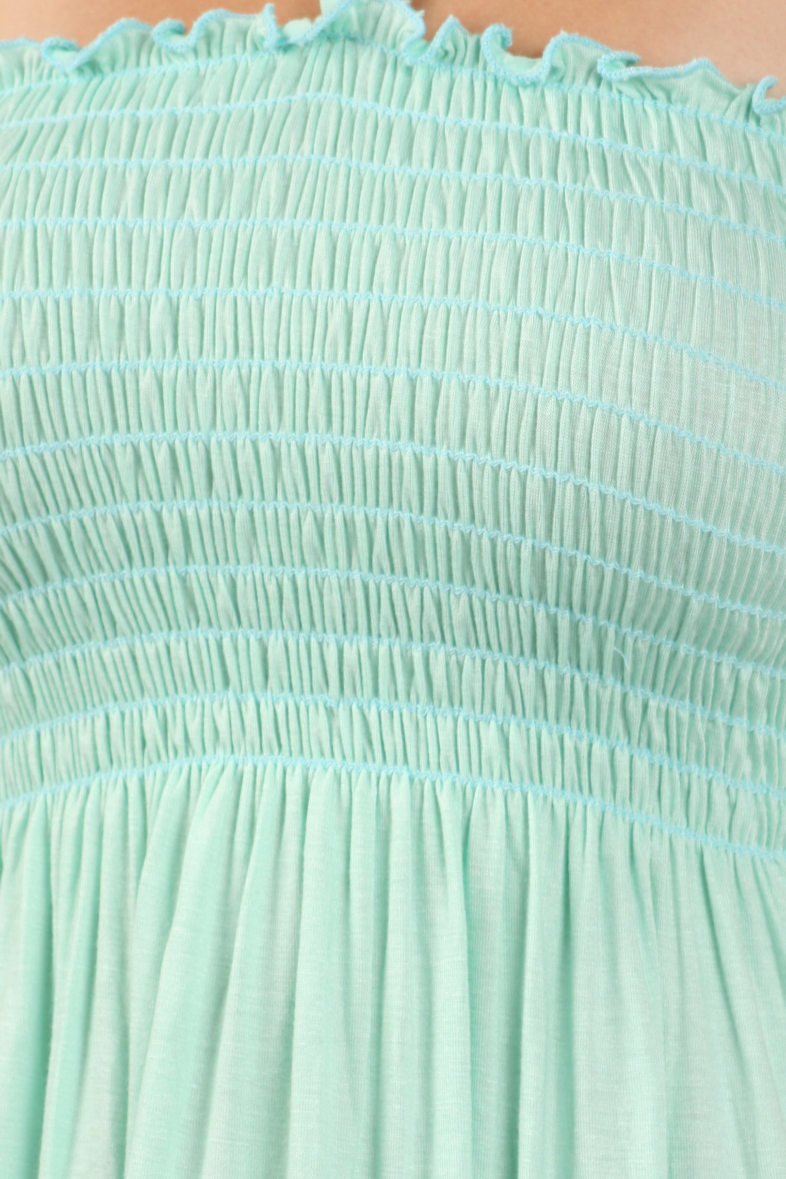 Sakkas Soft Jersey Feel Solid Color Smocked Bodice String Halter Long Dress - Concordia Style Boutique