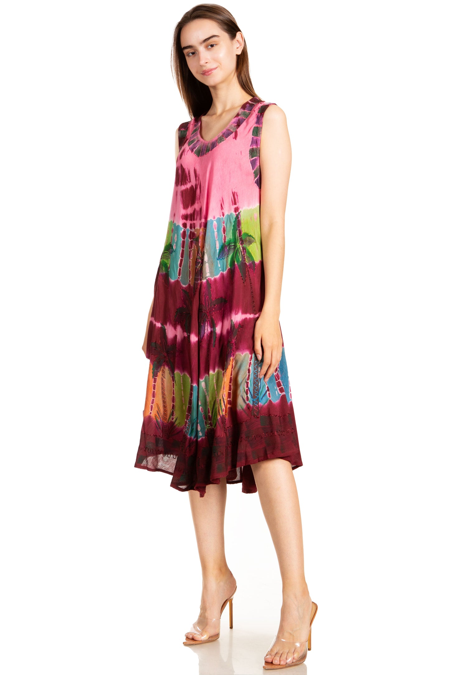Sakkas Palm Tree Tie Dye Caftan Dress / Cover Up - Concordia Style Boutique