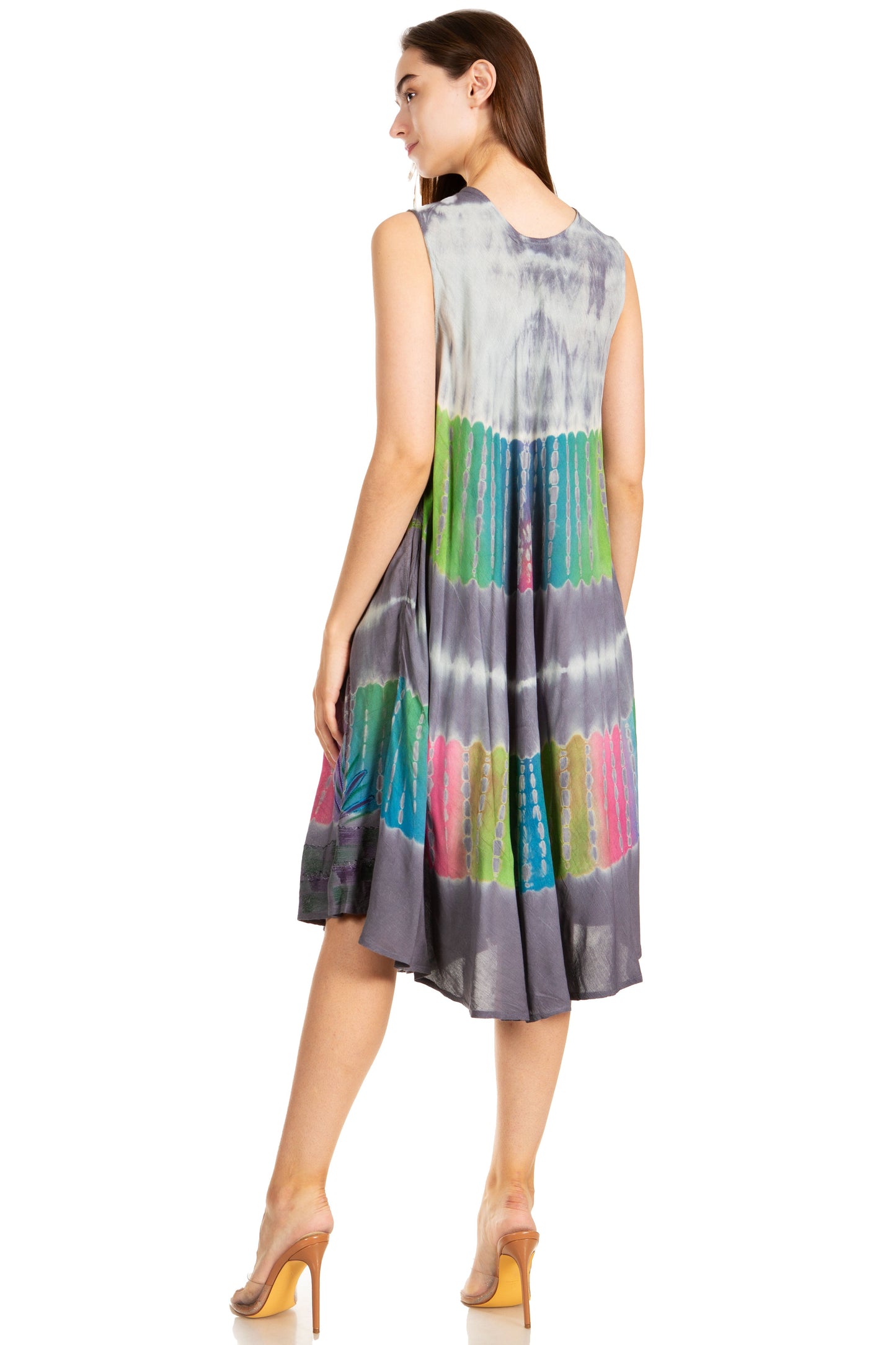 Sakkas Palm Tree Tie Dye Caftan Dress / Cover Up - Concordia Style Boutique