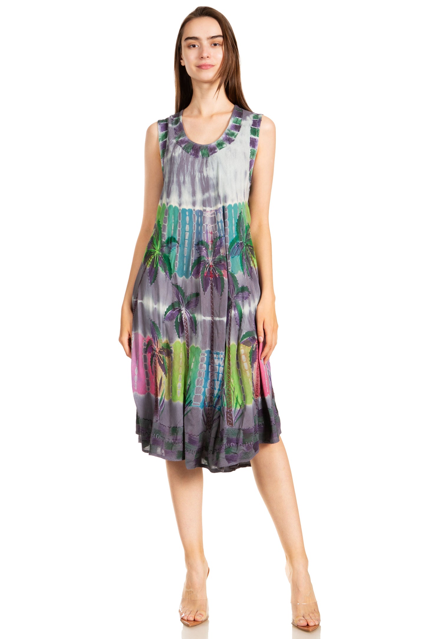 Sakkas Palm Tree Tie Dye Caftan Dress / Cover Up - Concordia Style Boutique