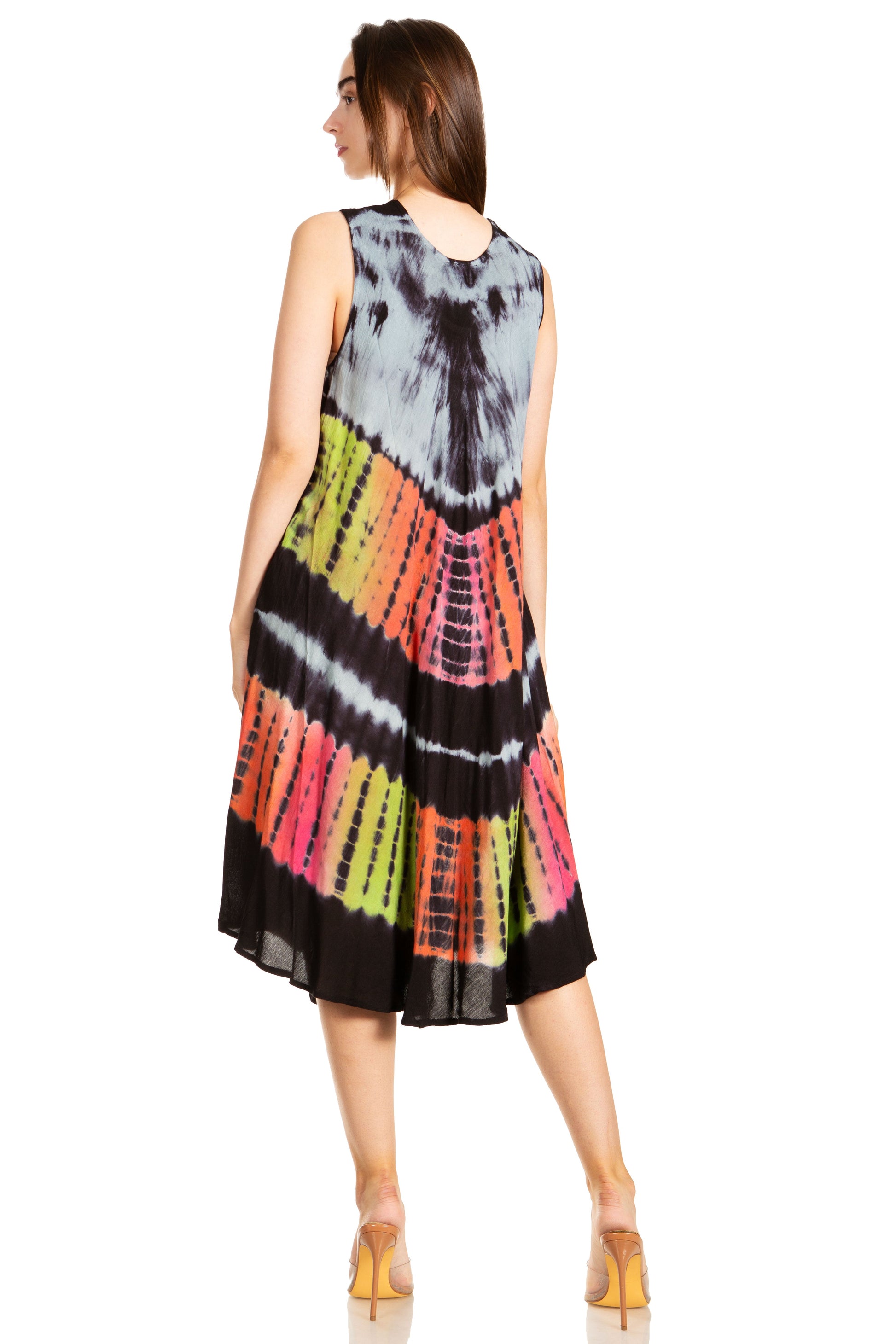Sakkas Palm Tree Tie Dye Caftan Dress / Cover Up - Concordia Style Boutique