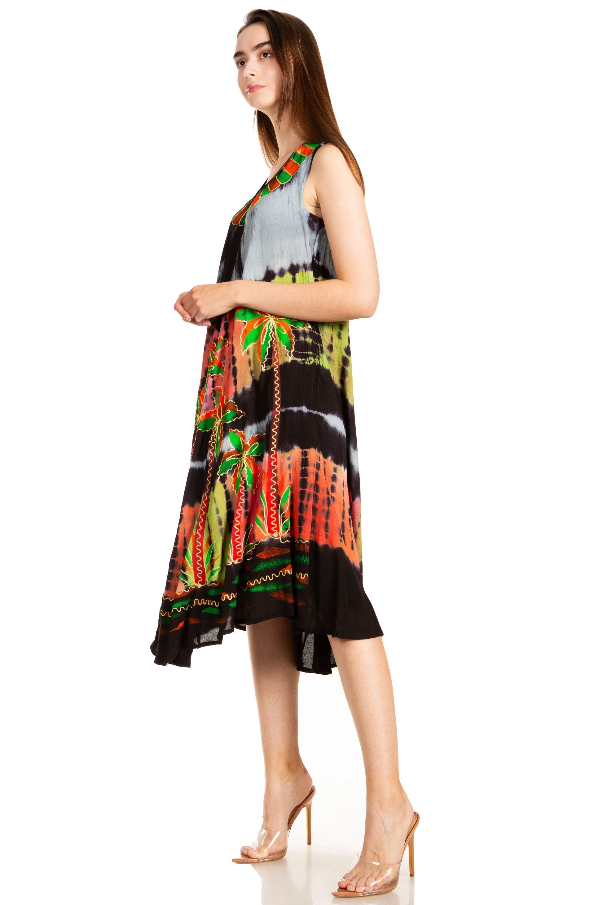 Sakkas Palm Tree Tie Dye Caftan Dress / Cover Up - Concordia Style Boutique
